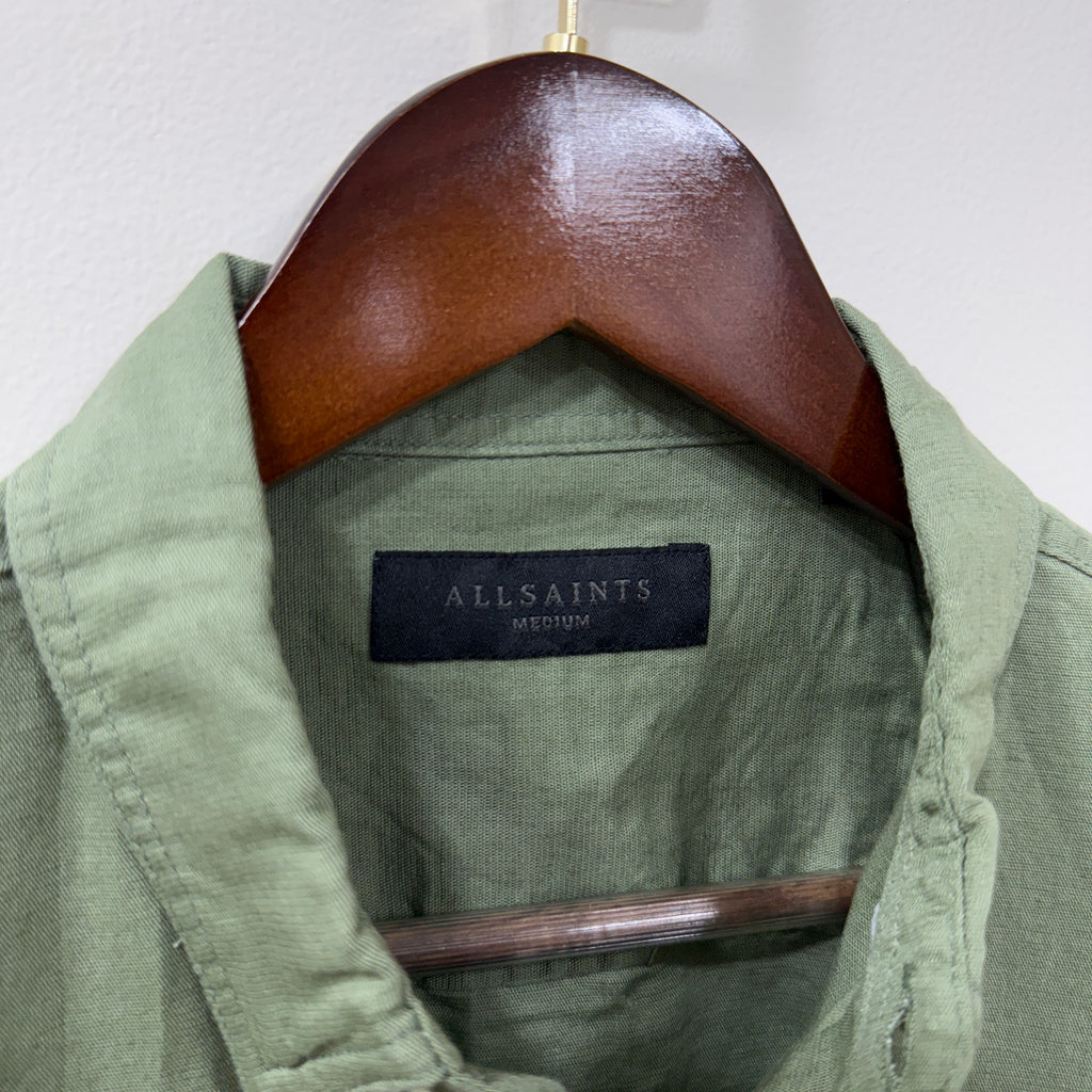 All Saints Fleur green linen blend shirt PG