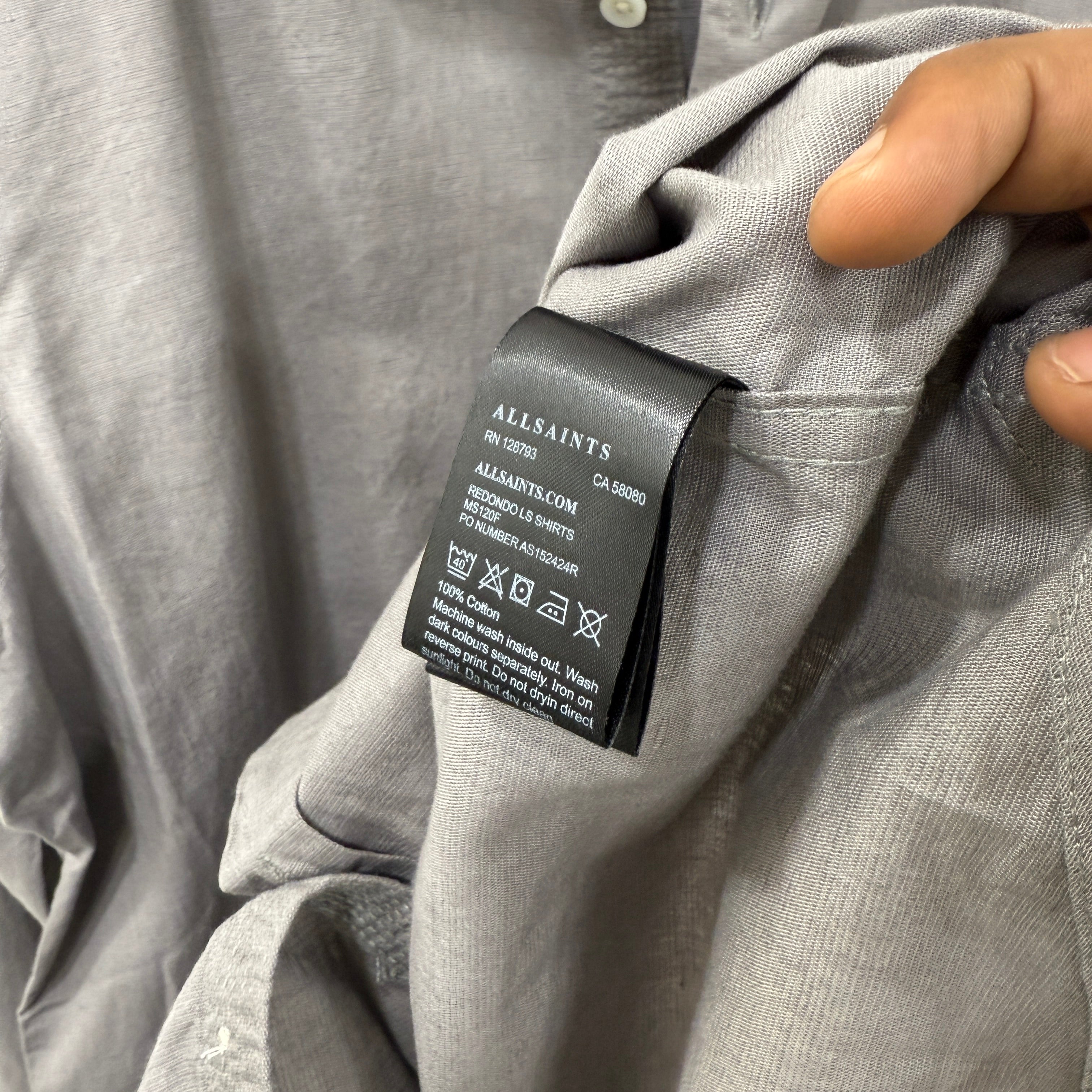 All Saints dark grey linen blend shirt