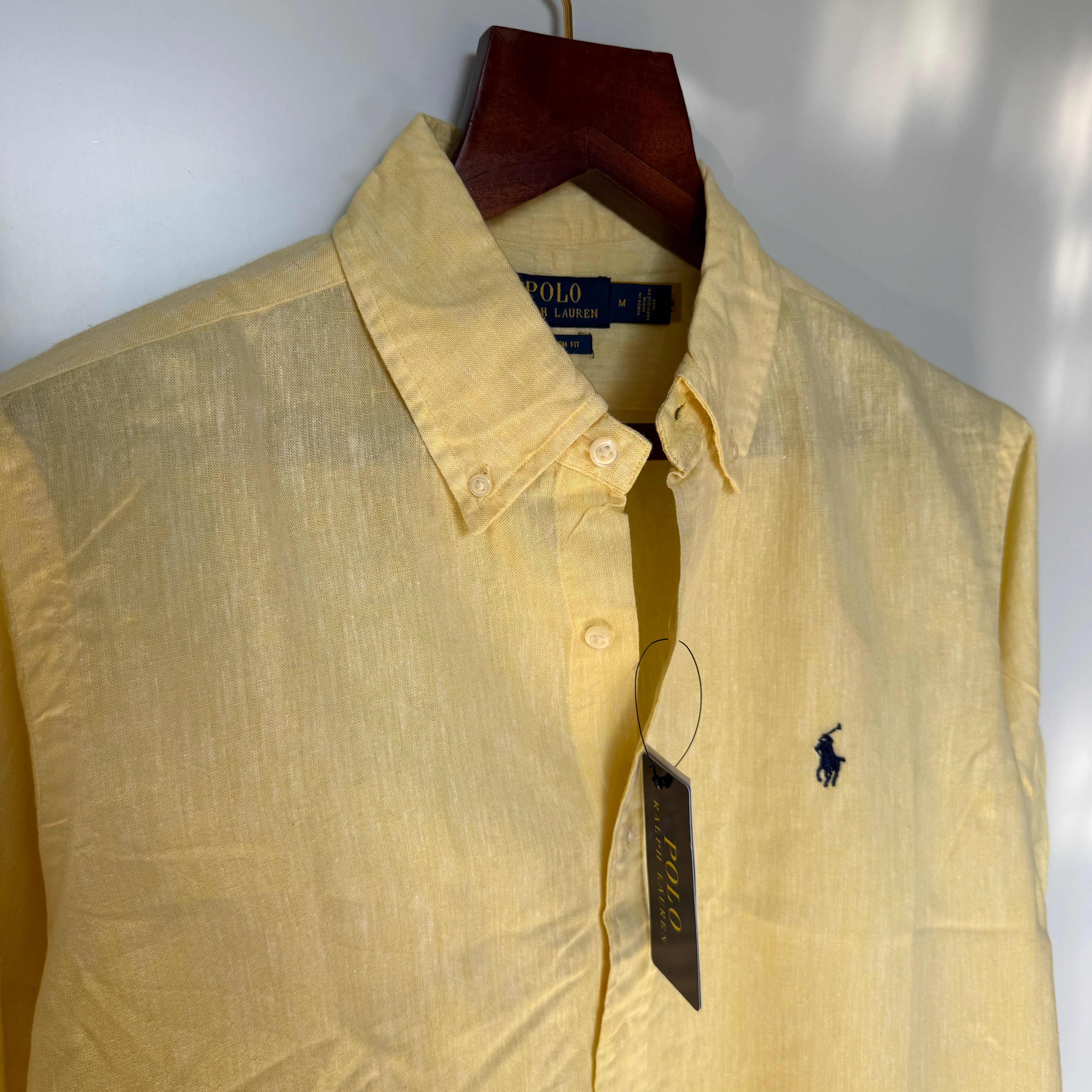 Ralph Lauren 100% yellow linen shirt