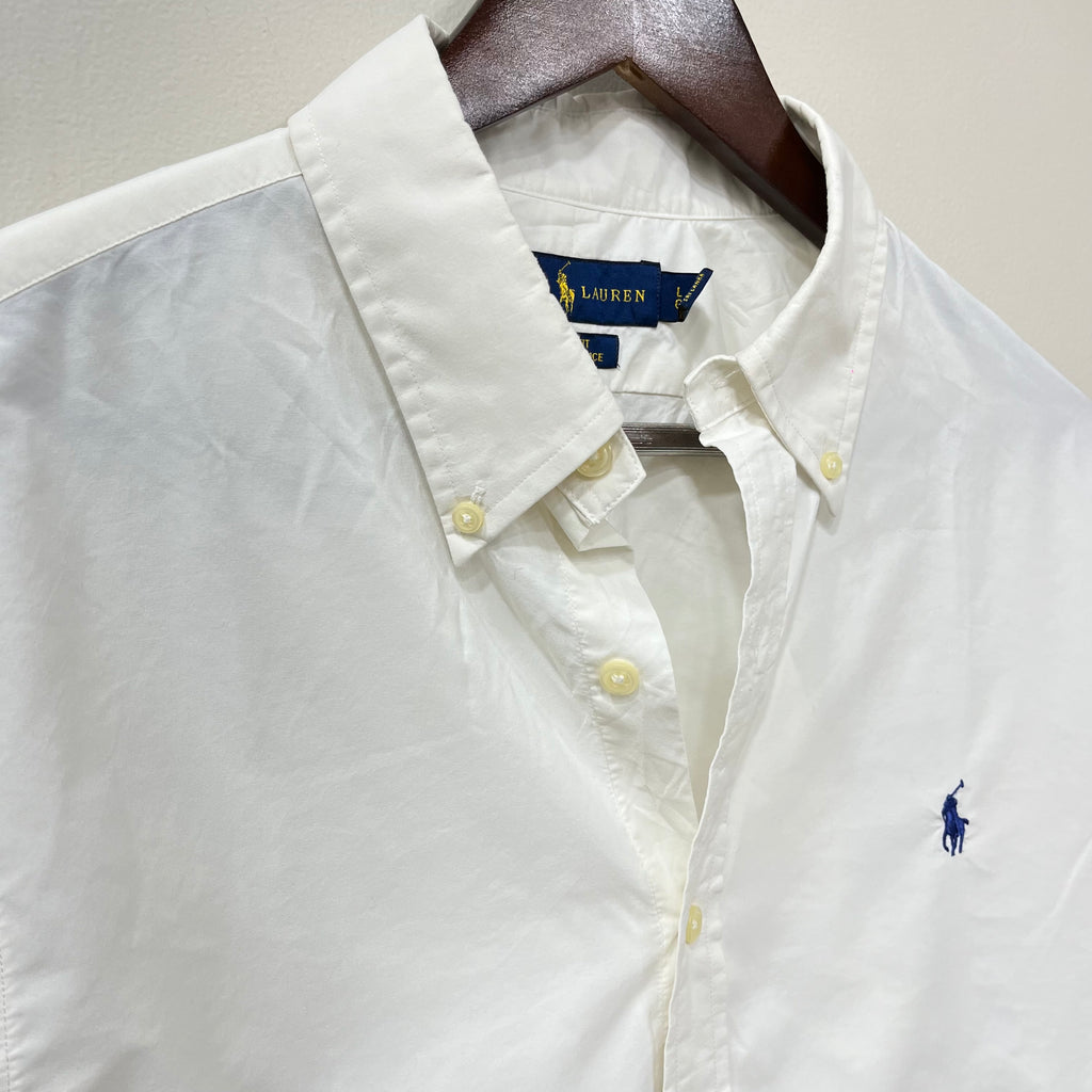 Ralph Lauren white Oxford button down slim fit shirt