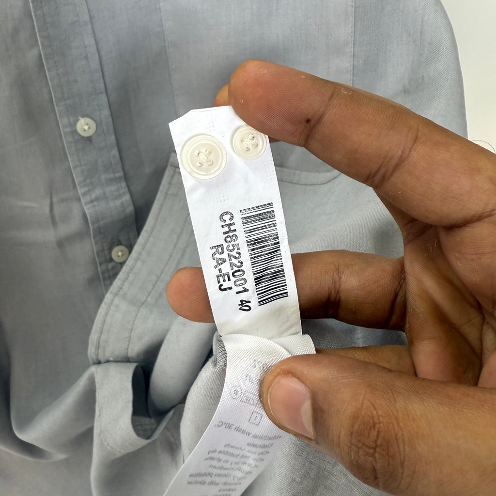 Lacoste light grey 100% linen solid shirt