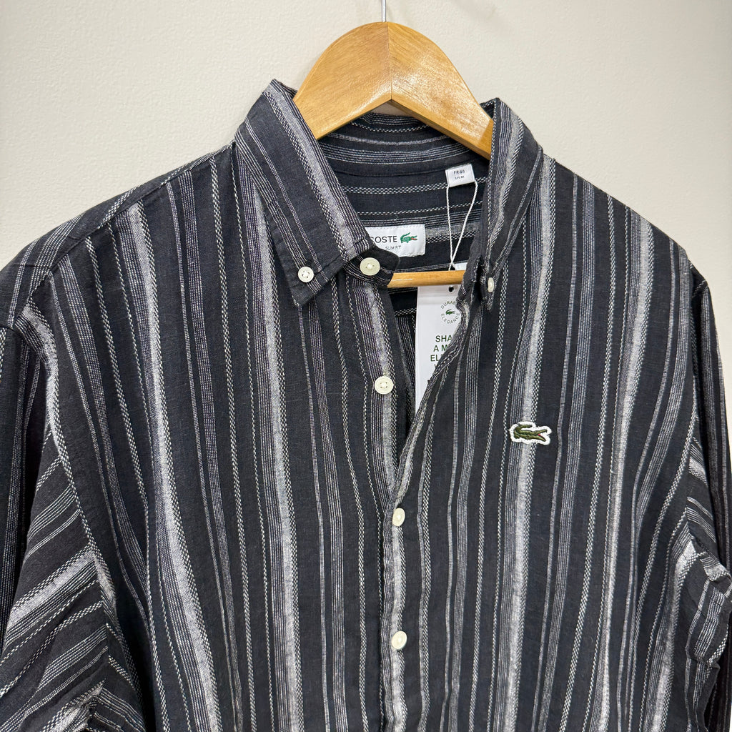 Lacoste black structured stripes shirt