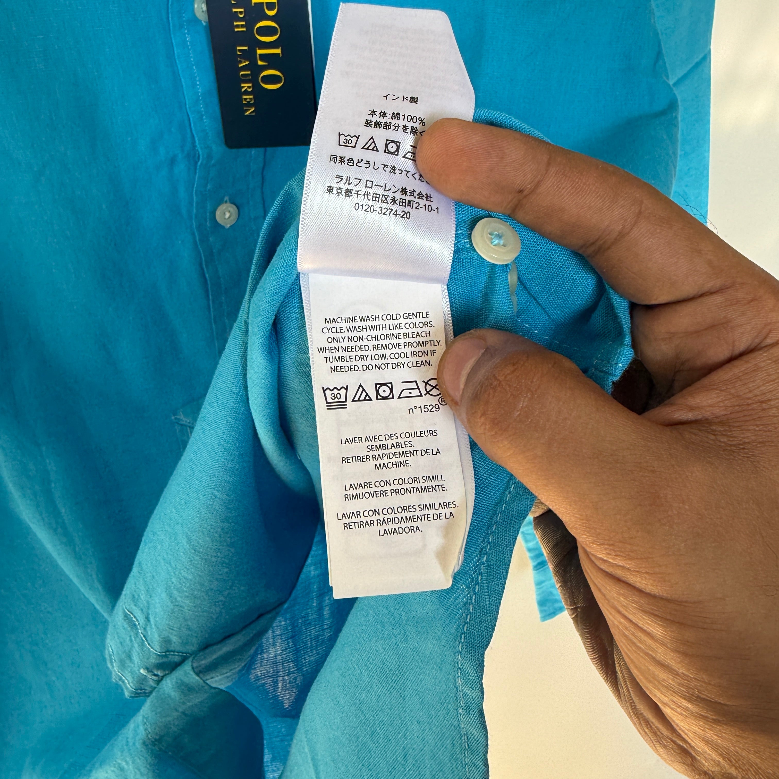 Ralph Lauren 100% blue linen shirt