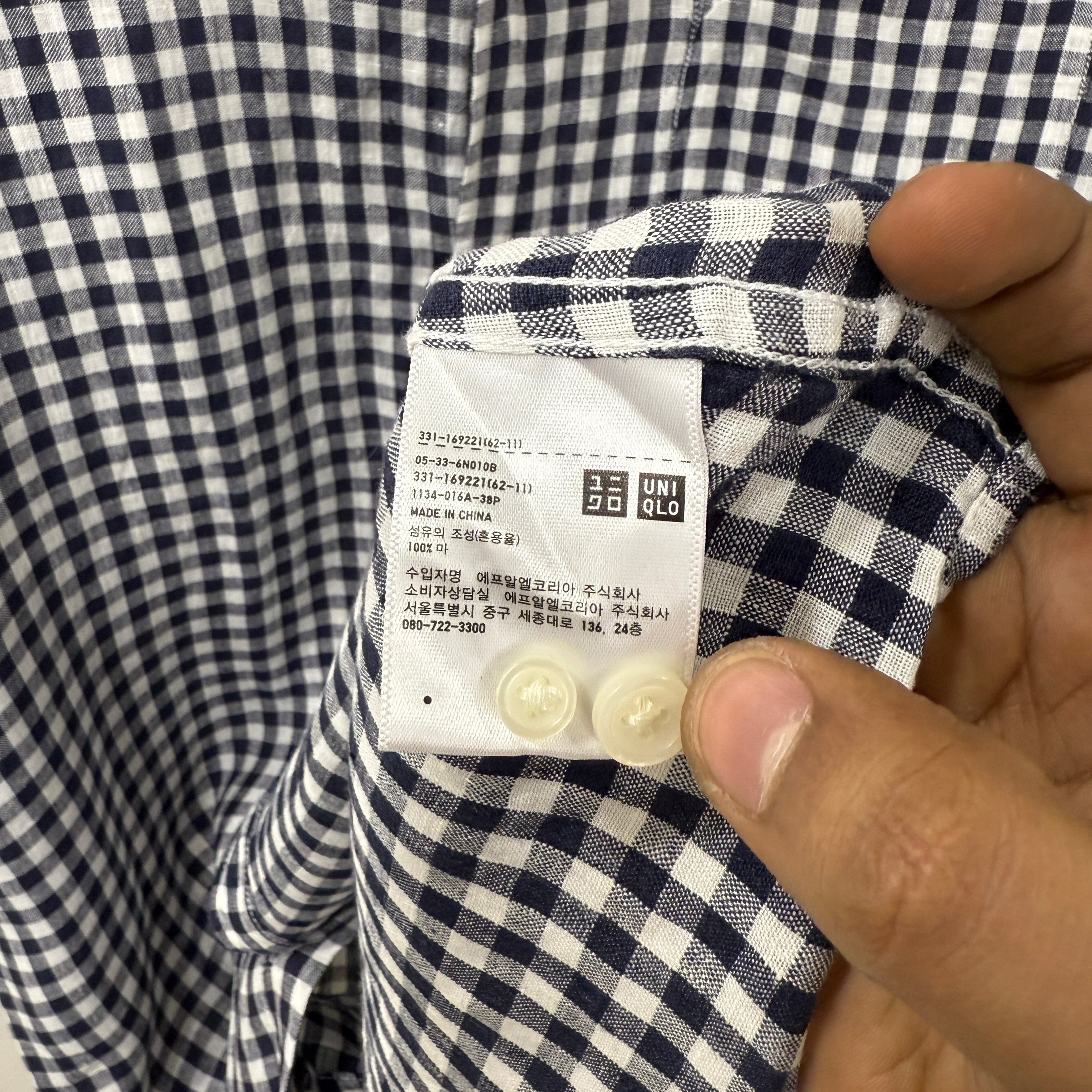Uniqlo 100% linen checkered shirt
