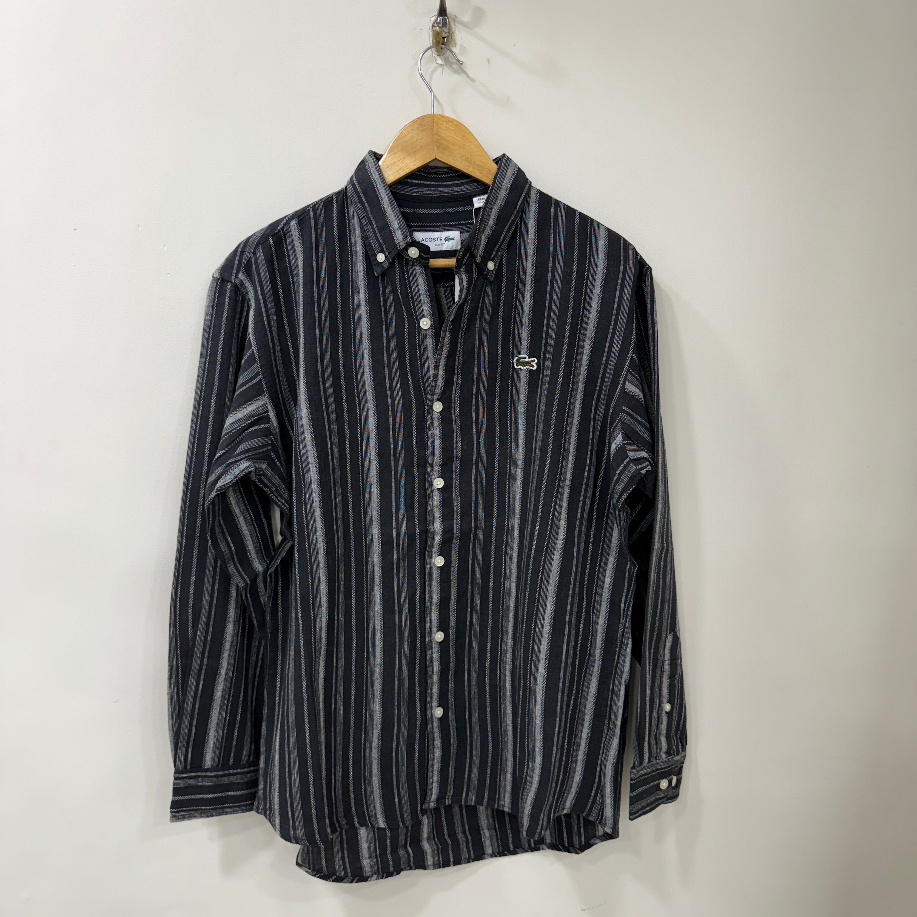 Lacoste black structured stripes shirt