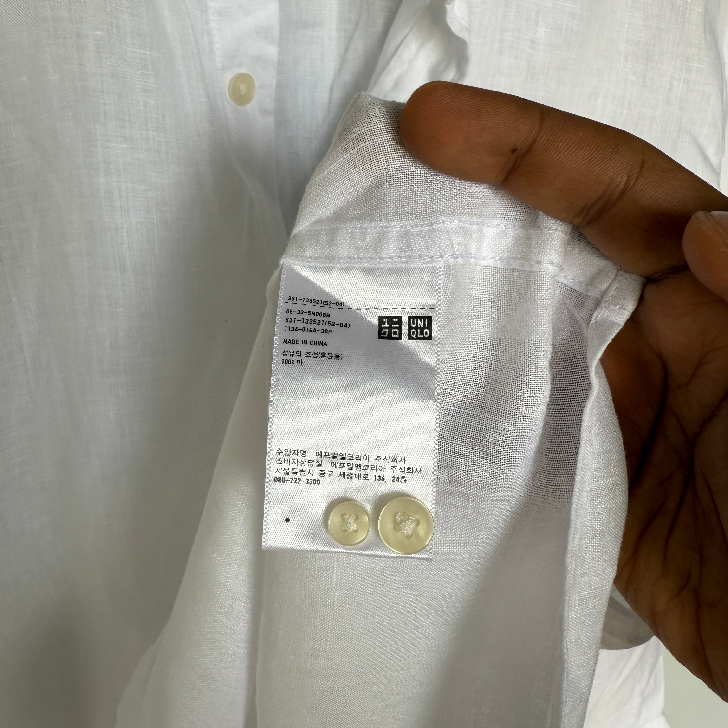 Uniqlo 100% white linen shirt