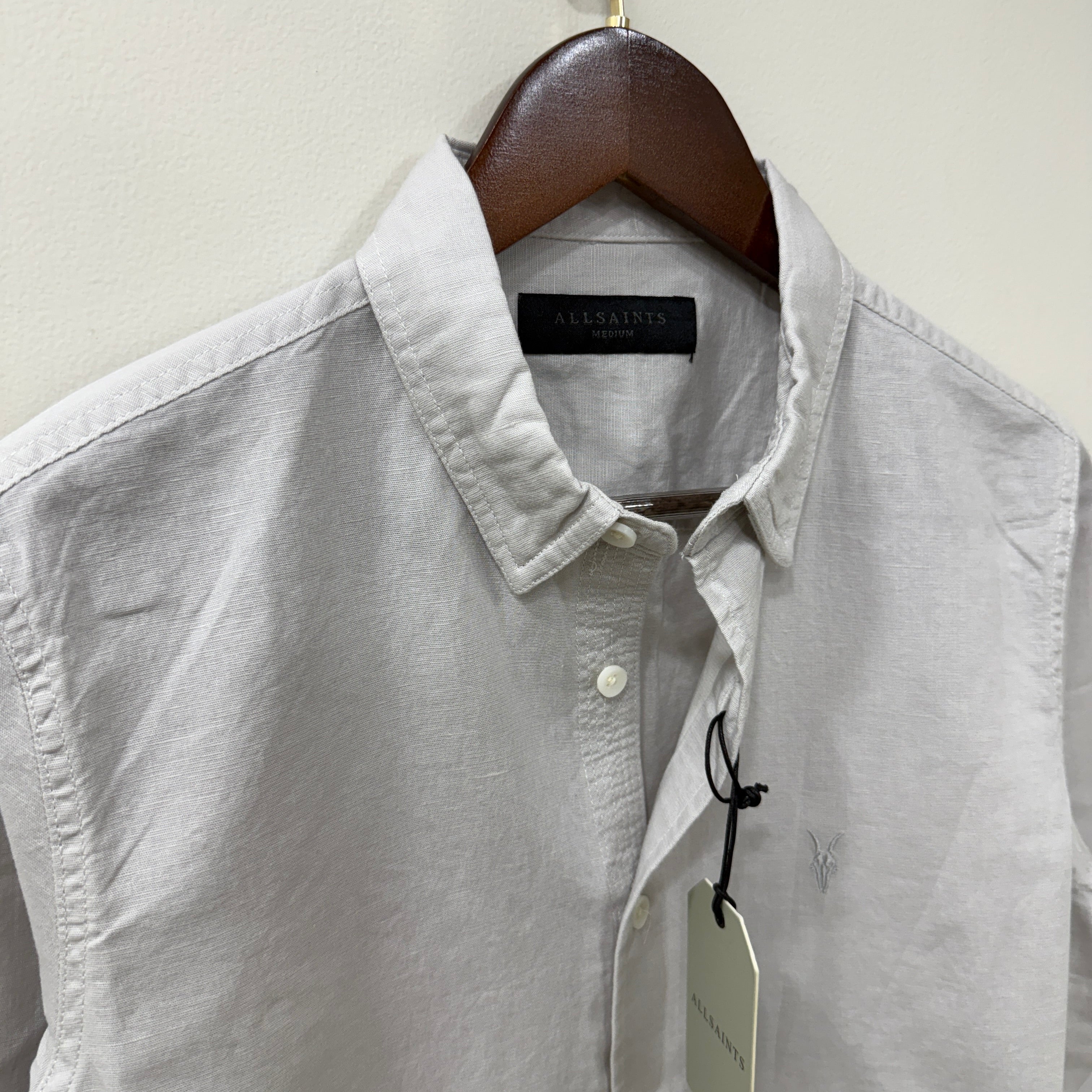 All Saints cloudy grey linen blend shirt – Trove All Saints cloudy grey linen blend shirt – Trove