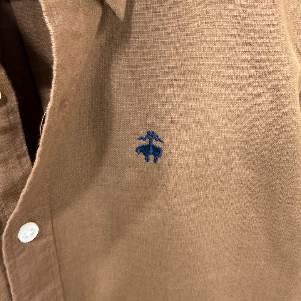 Brooks Brothers brown button down solid shirt with logo