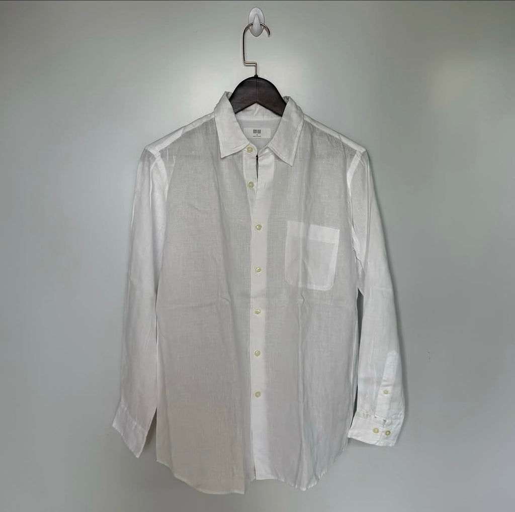 Uniqlo 100% linen white shirt-M