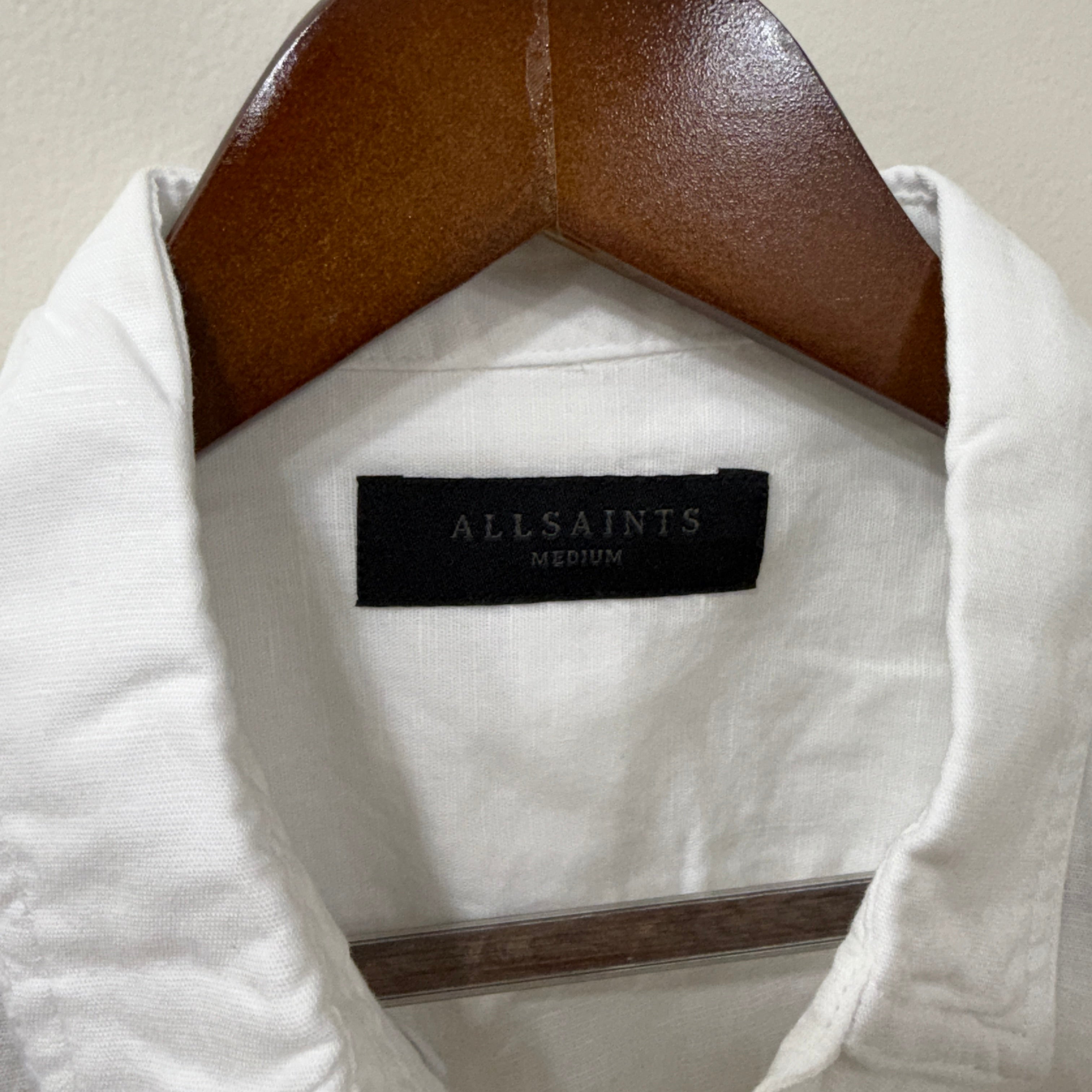 All Saints white linen blend shirt