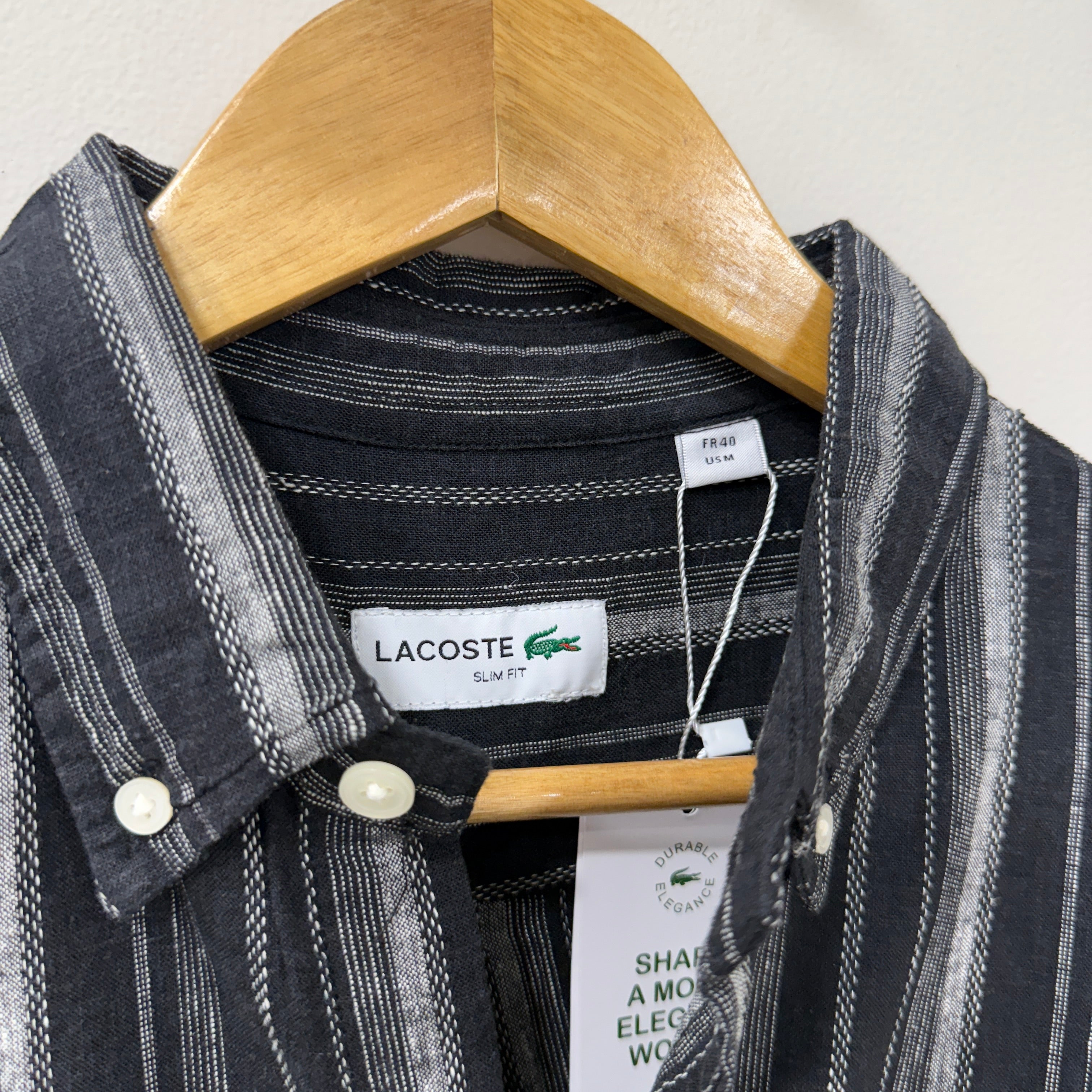 Lacoste black structured stripes shirt