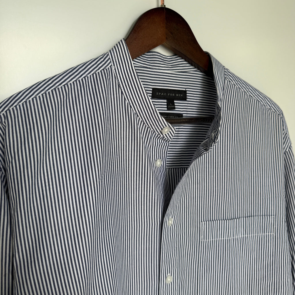 Spao chinese collar stripes shirt