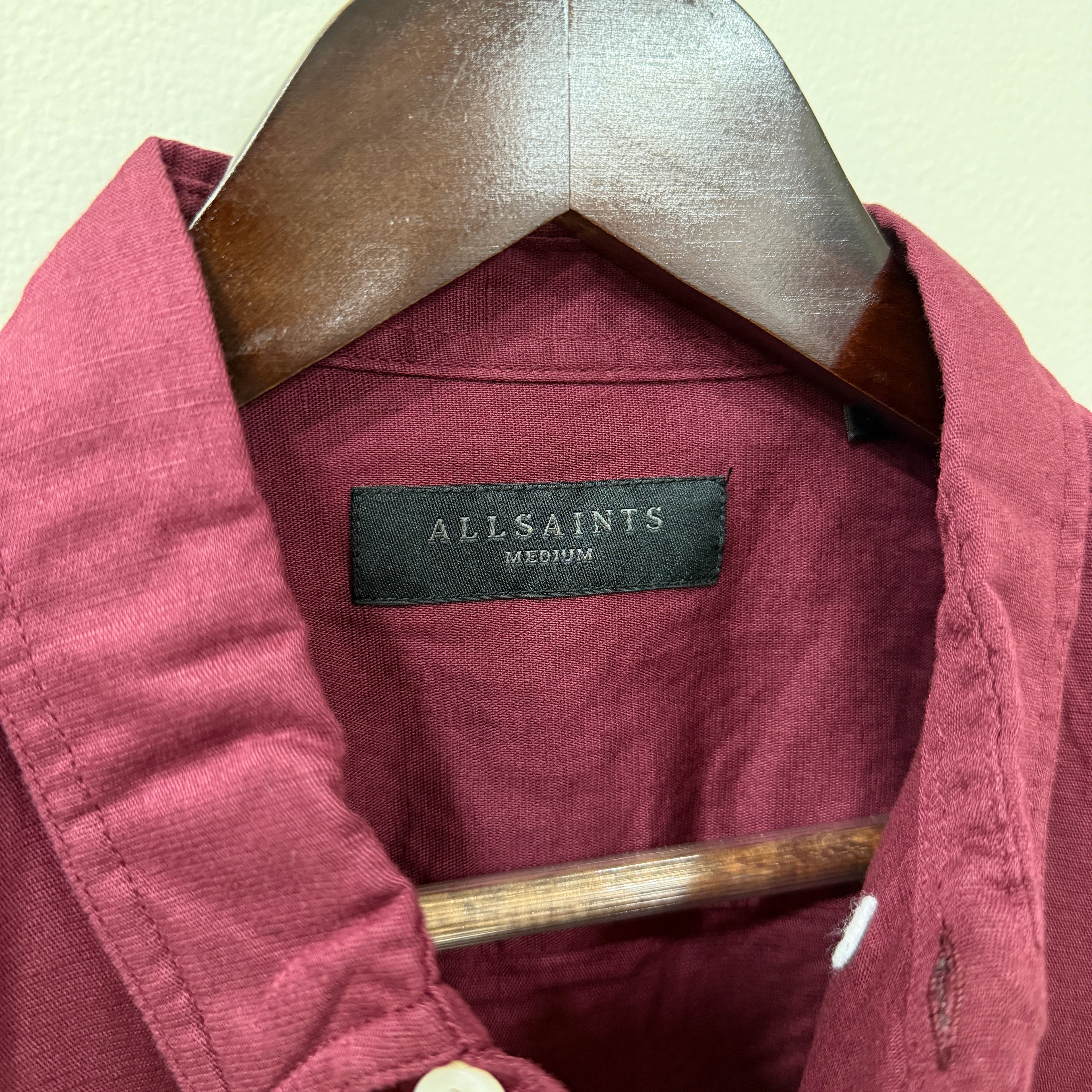 All Saints maroon linen blend shirt PG