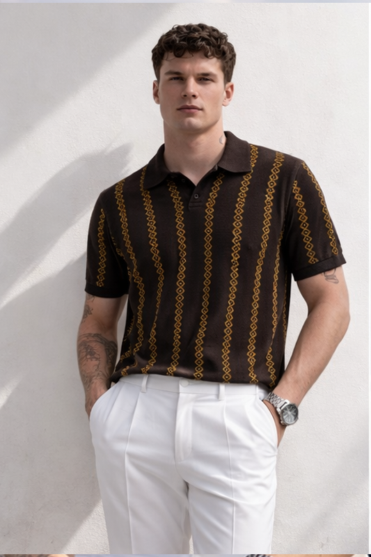 Golden Axis Knit Polo T-shirt