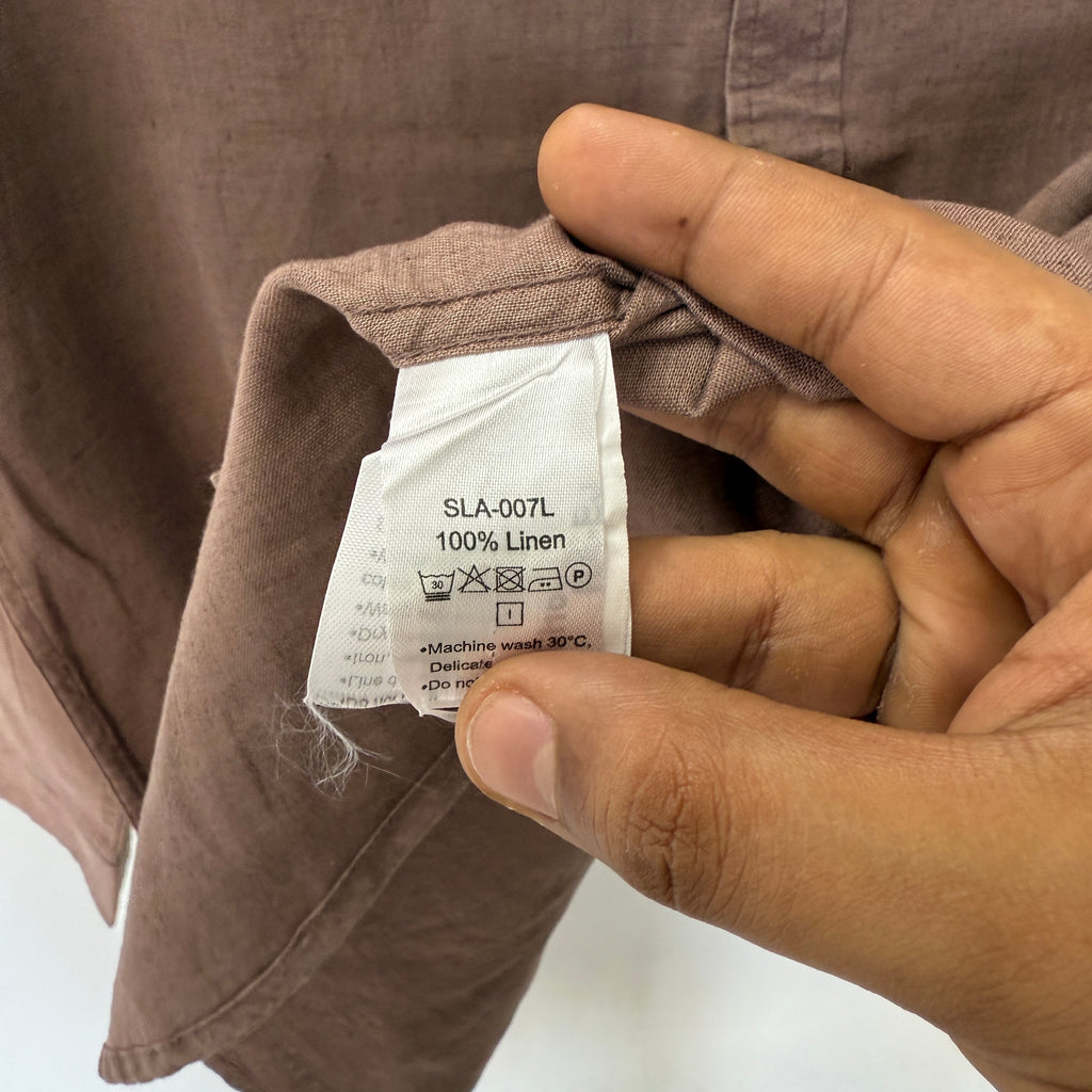 Lacoste light brown 100% linen solid shirt