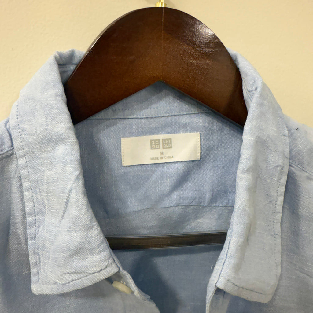 Uniqlo powder blue  100% linen shirt