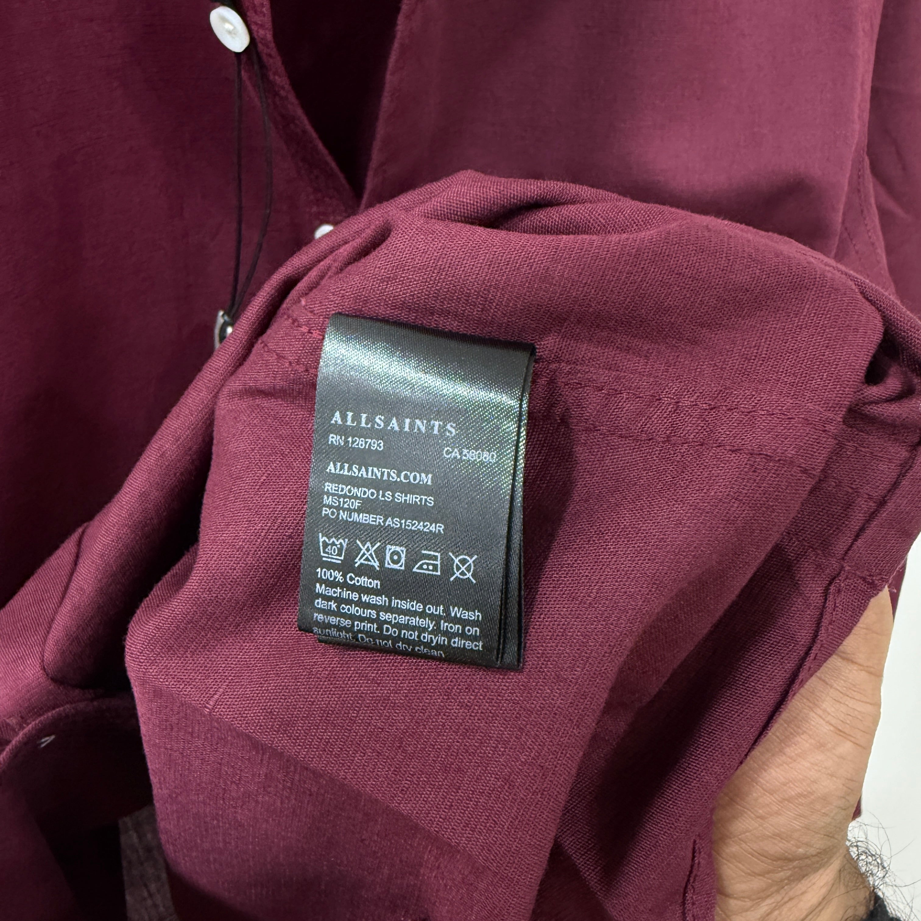 All Saints maroon linen blend shirt PG