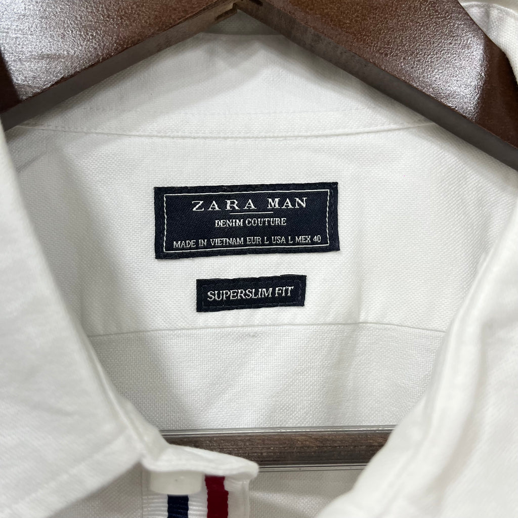 Zara white solid oxford shirt