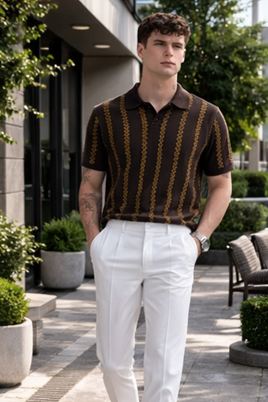 Golden Axis Knit Polo T-shirt