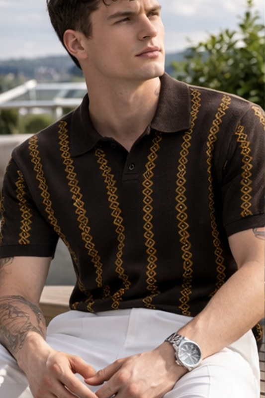 Golden Axis Knit Polo T-shirt