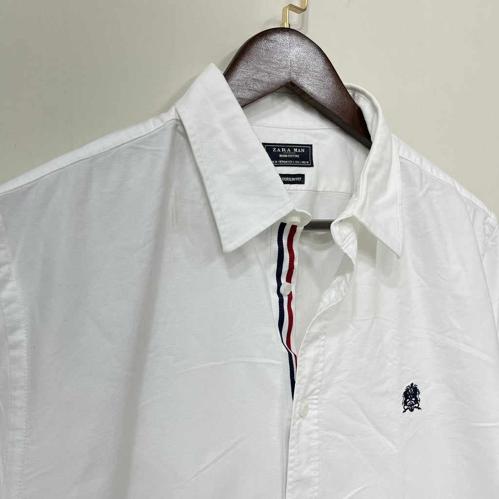 Zara white solid oxford shirt