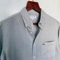 Lacoste light grey 100% linen solid shirt