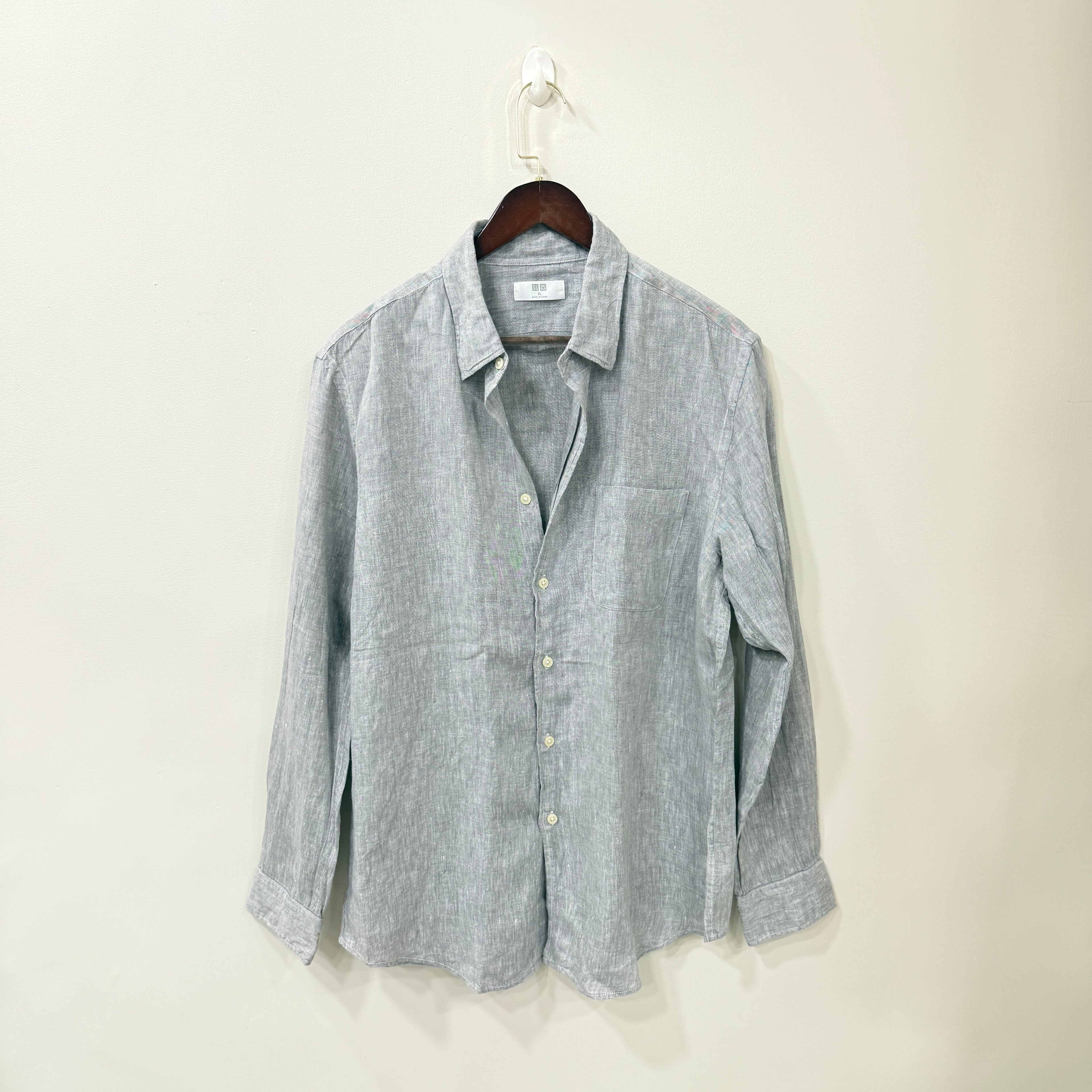 Uniqlo Grey 100% linen shirt