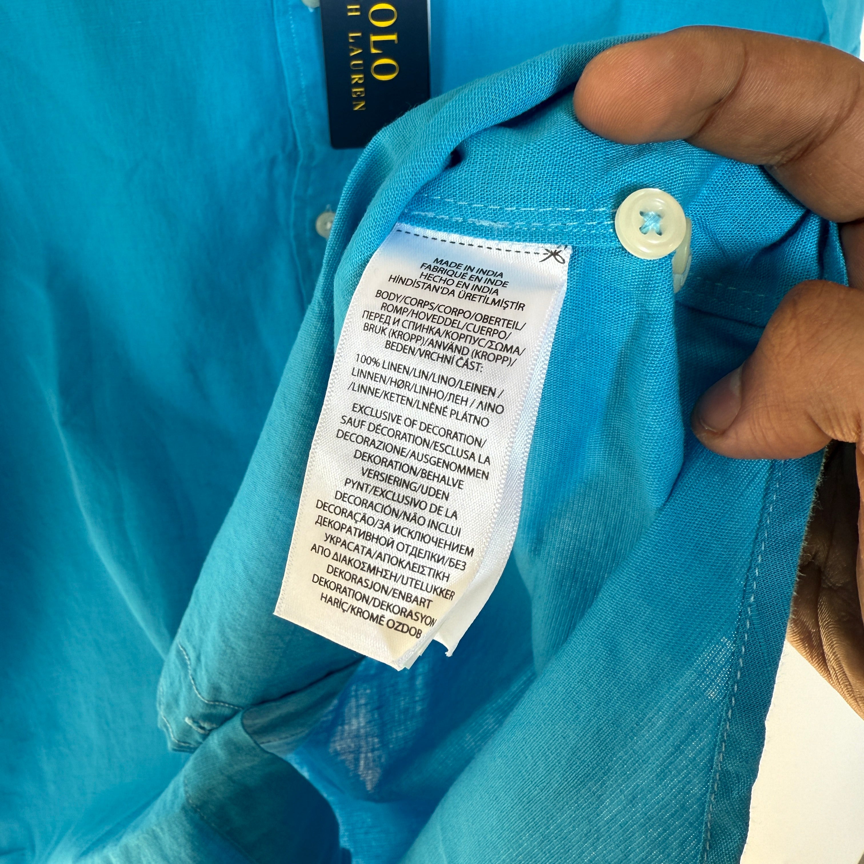 Ralph Lauren 100% blue linen shirt