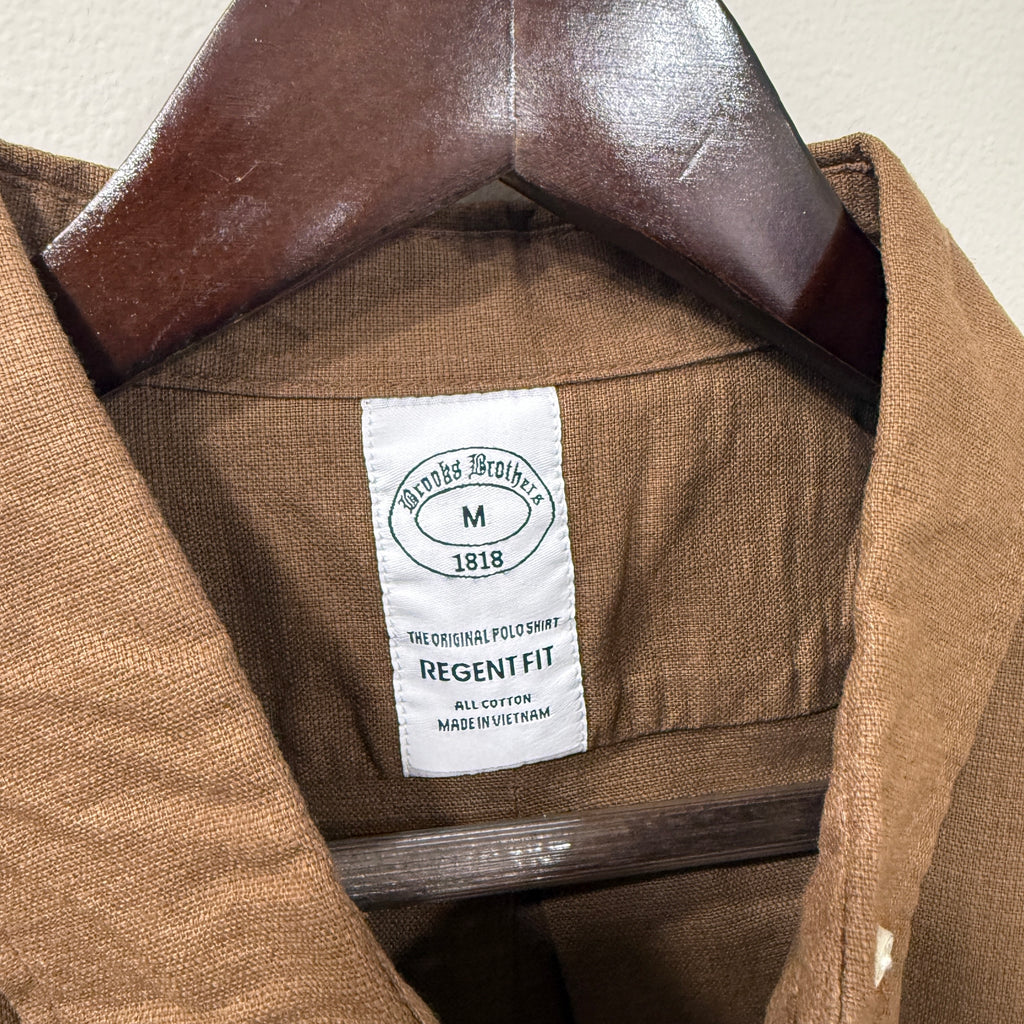 Brooks Brothers brown button down solid shirt with logo