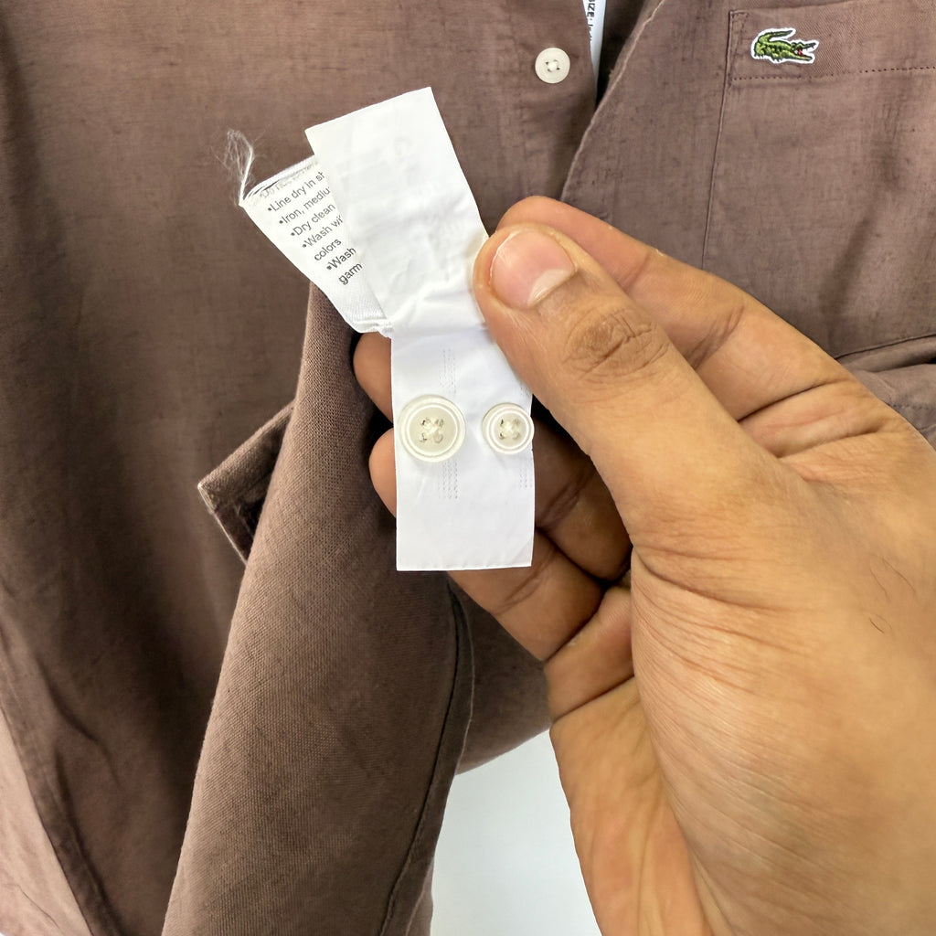 Lacoste light brown 100% linen solid shirt