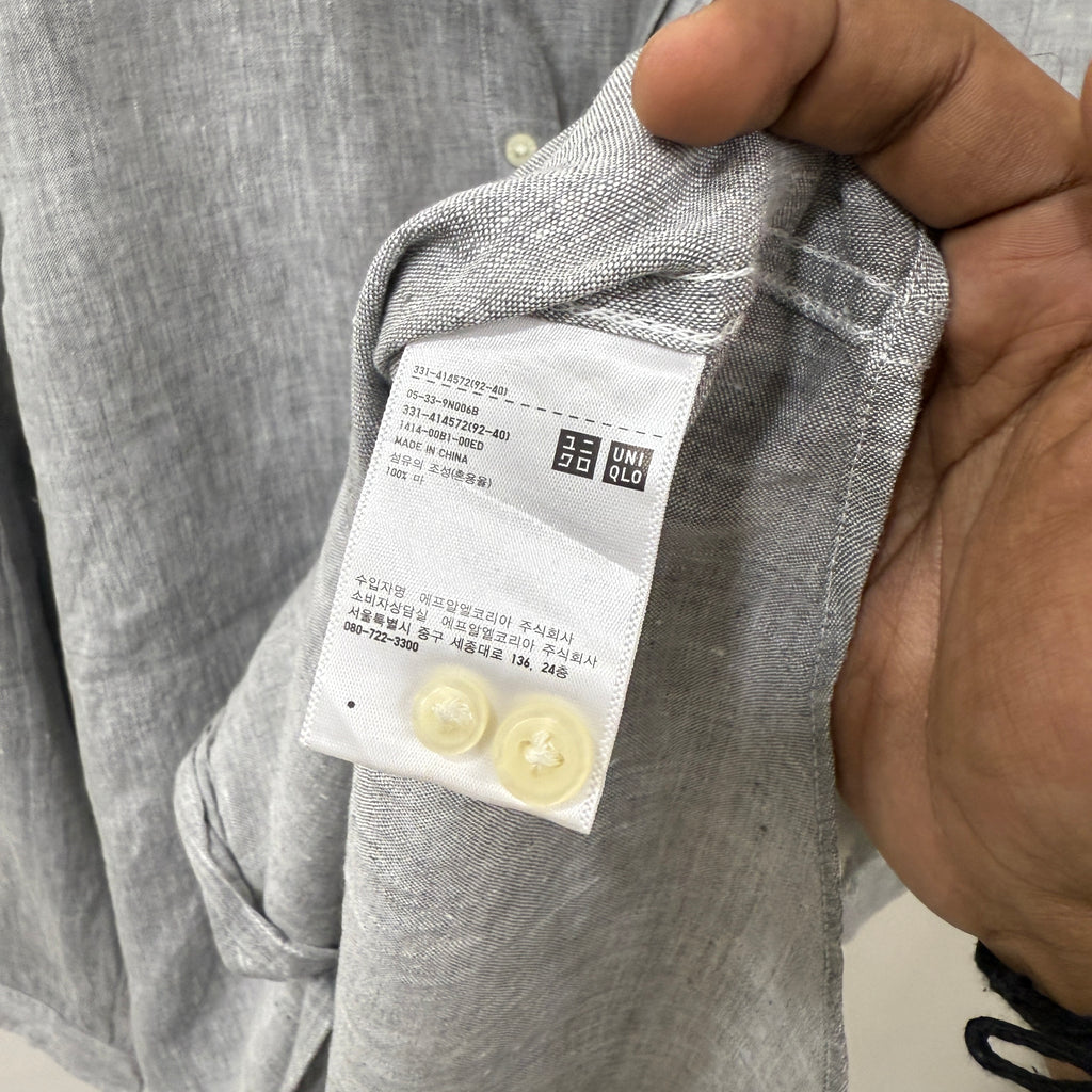 Uniqlo Grey 100% linen shirt