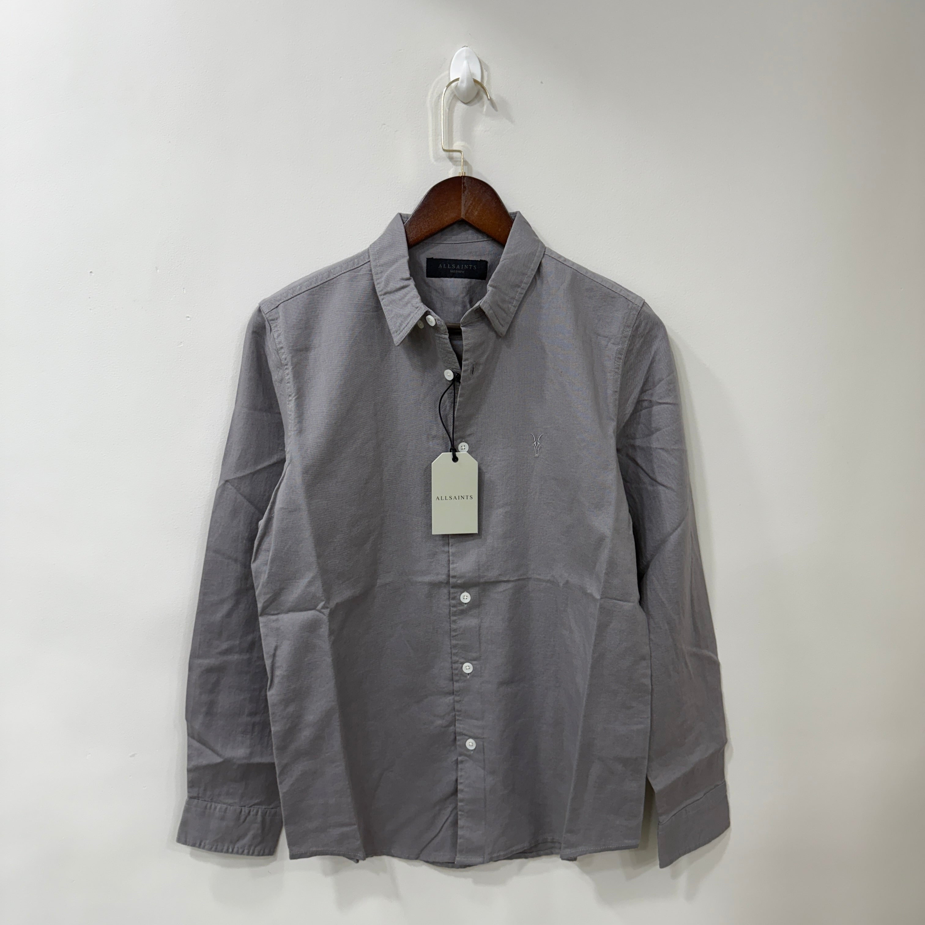 All Saints pillar grey linen blend shirt PG