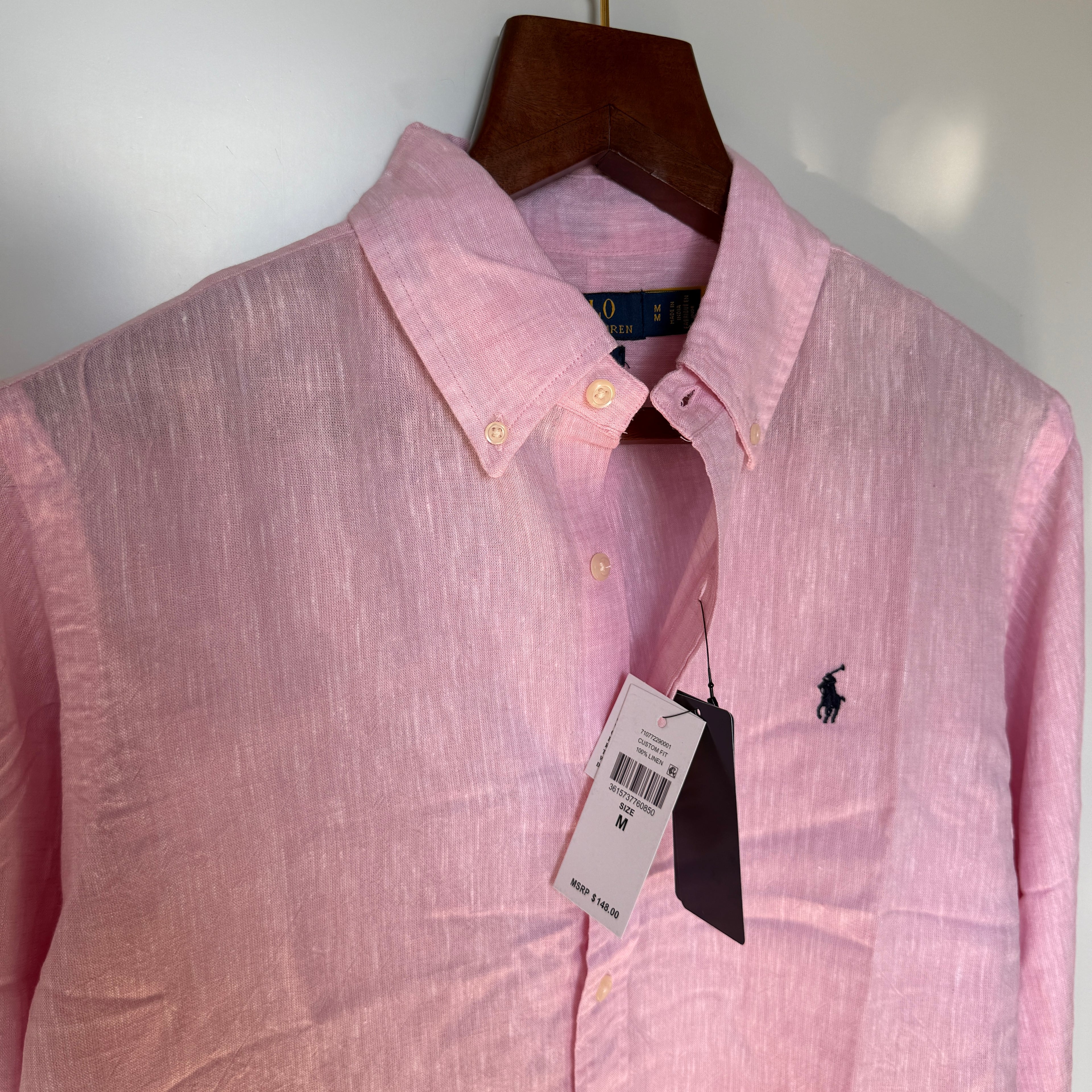 Ralph Lauren 100% pink linen shirt