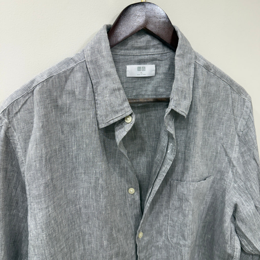 Uniqlo Grey 100% linen shirt