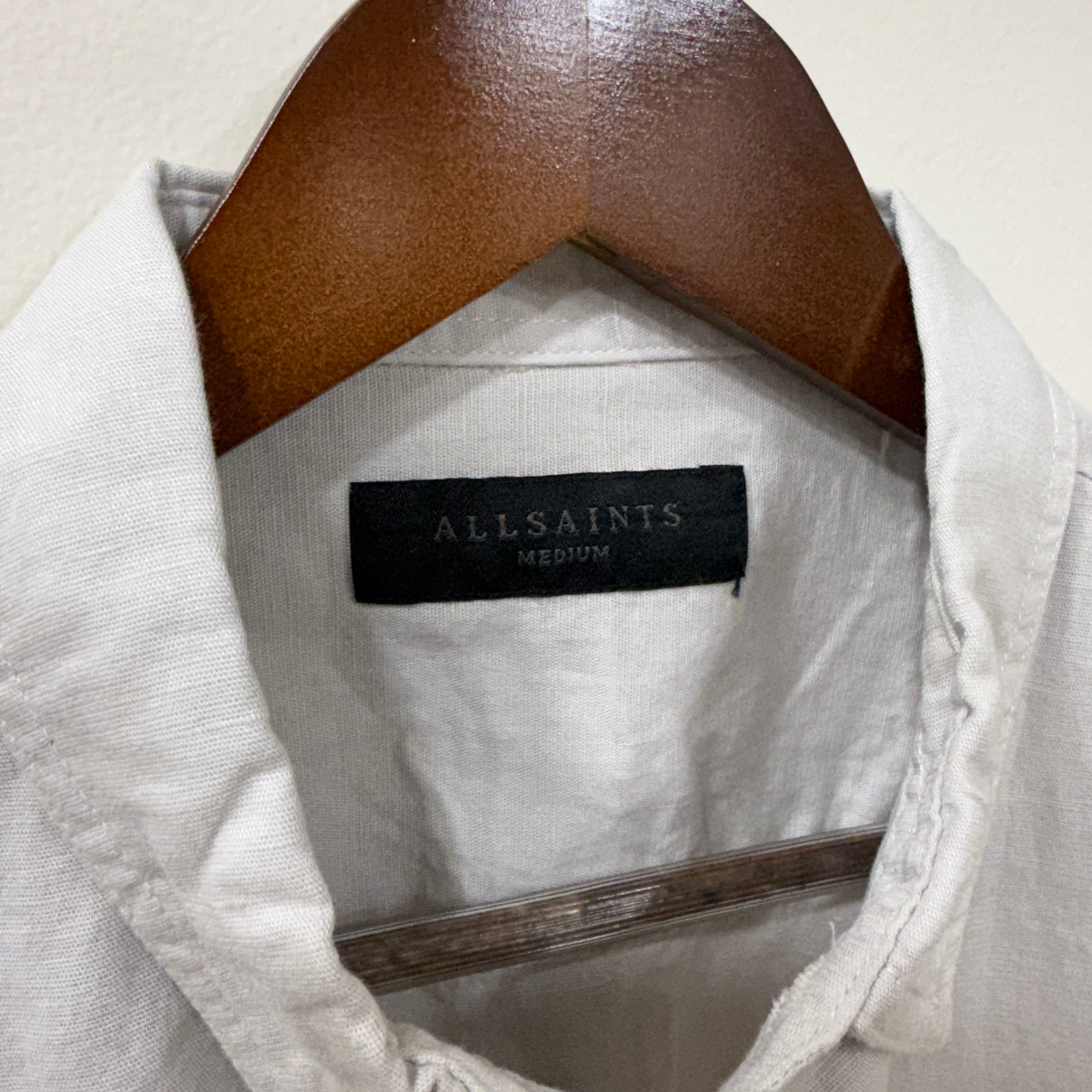 All Saints cloudy grey linen blend shirt PG