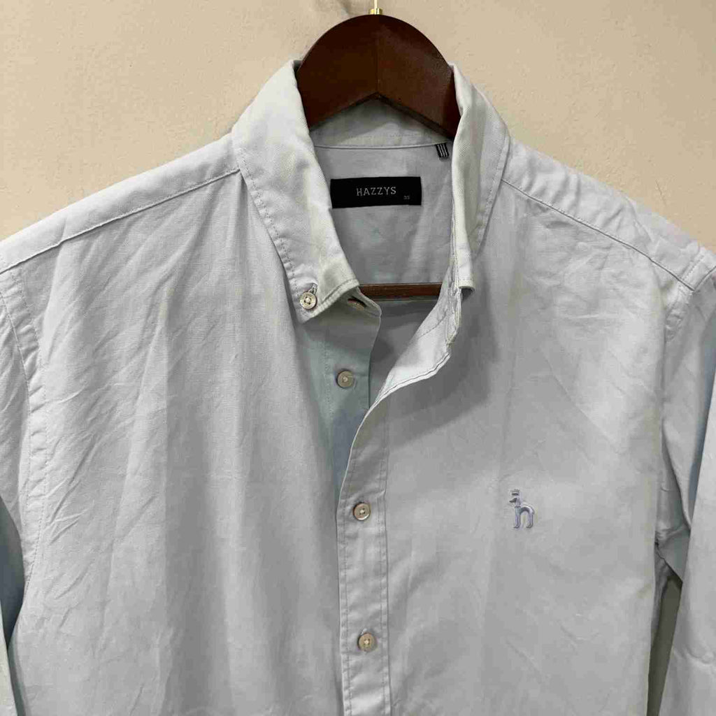 Hazzy solid oxford sky blue shirt