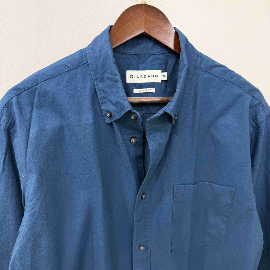 Giodarno blue solid oxford button down shirt