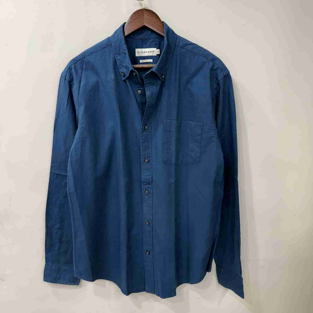 Giodarno blue solid oxford button down shirt