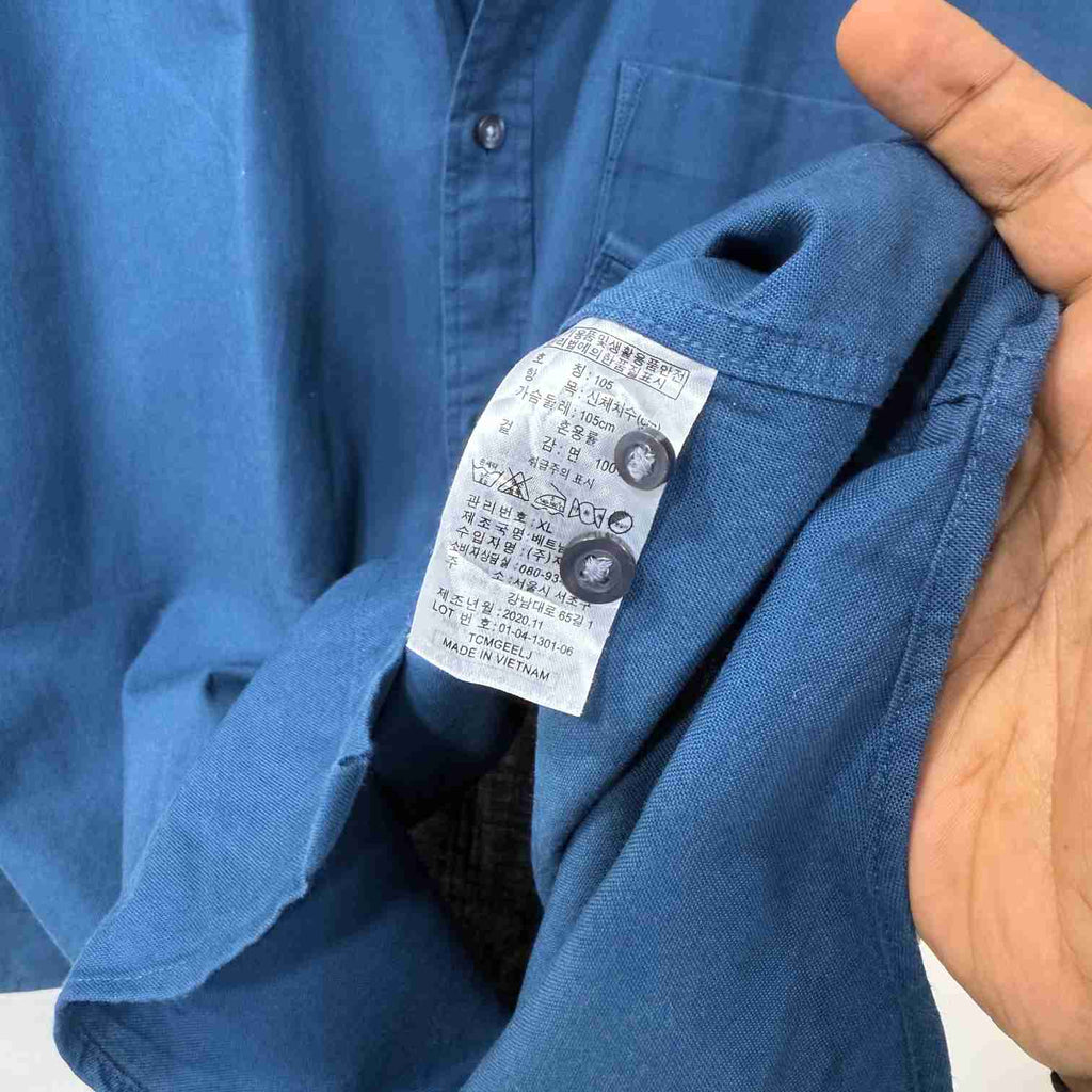 Giodarno blue solid oxford button down shirt