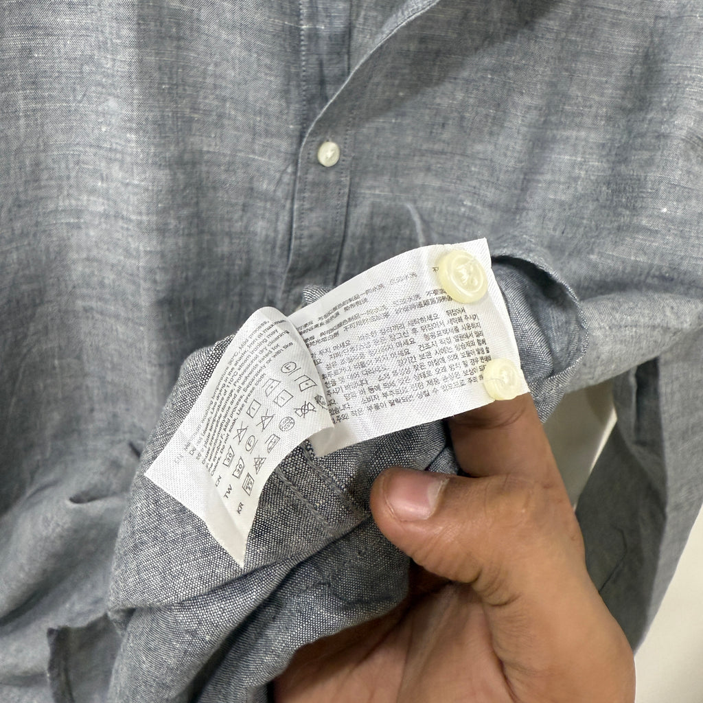 Spao Grey mandarin collar linen shirt