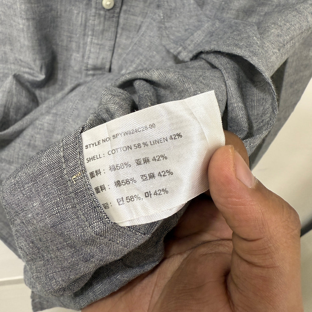 Spao Grey mandarin collar linen shirt