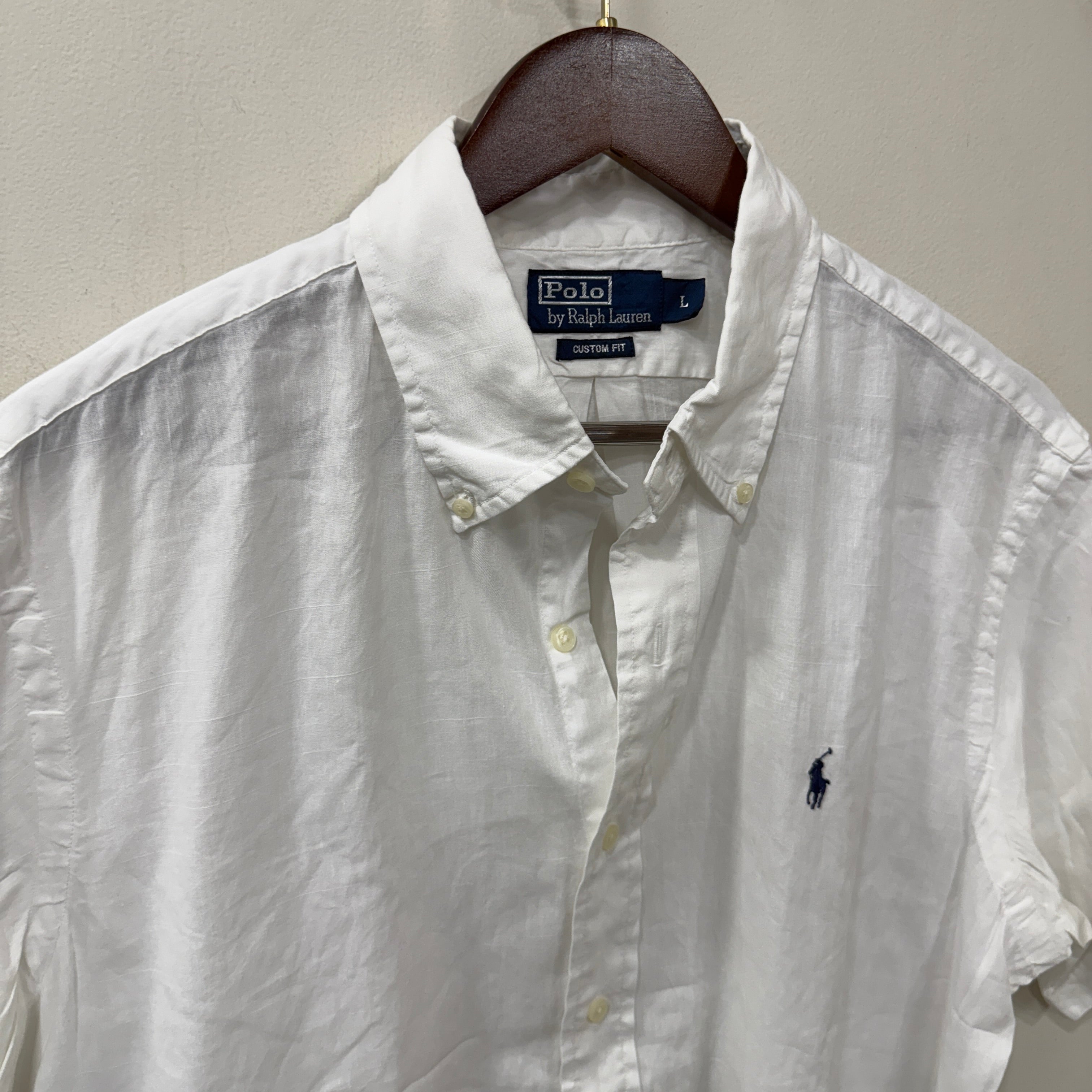 Ralph Lauren white linen half sleeve shirt