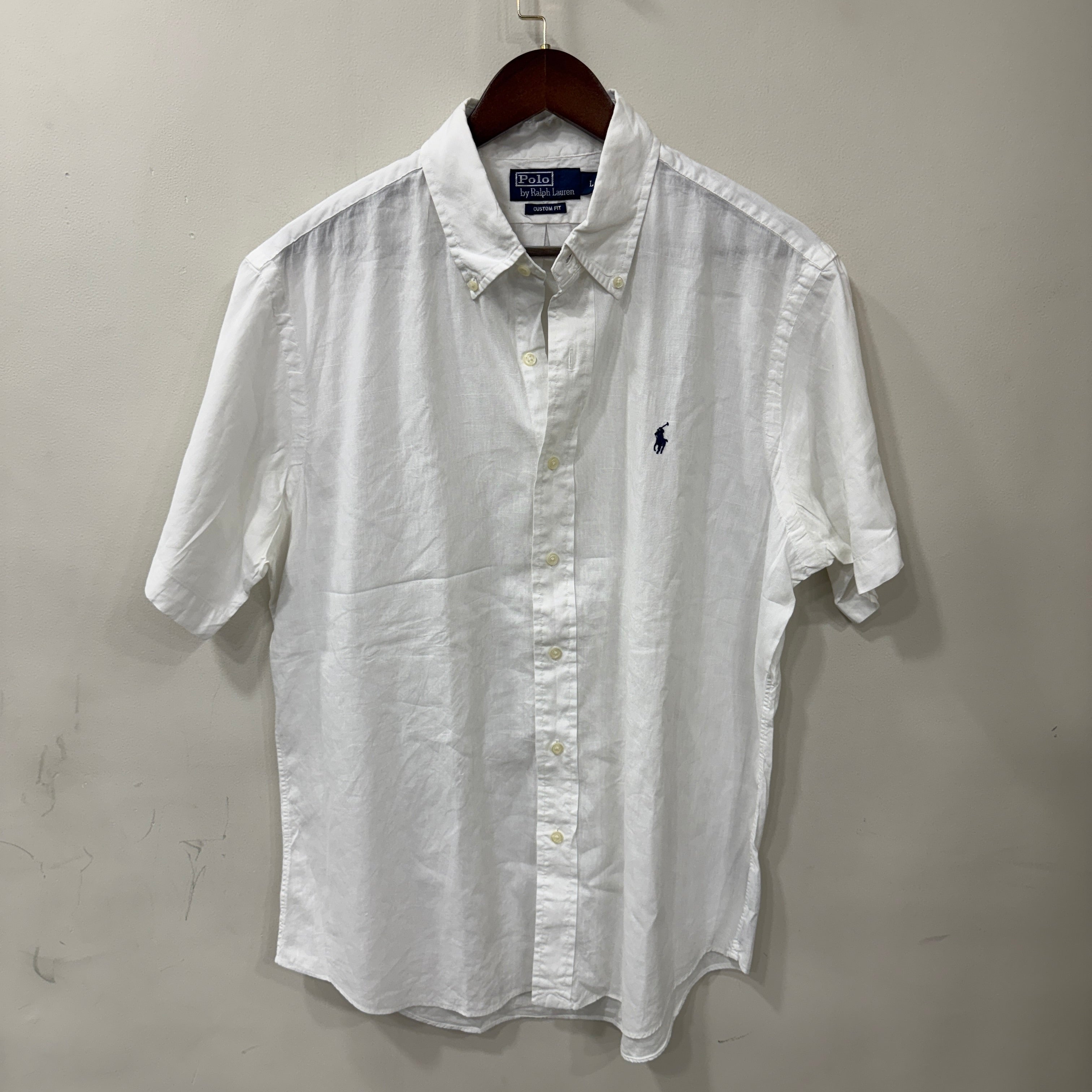 Ralph Lauren white linen half sleeve shirt