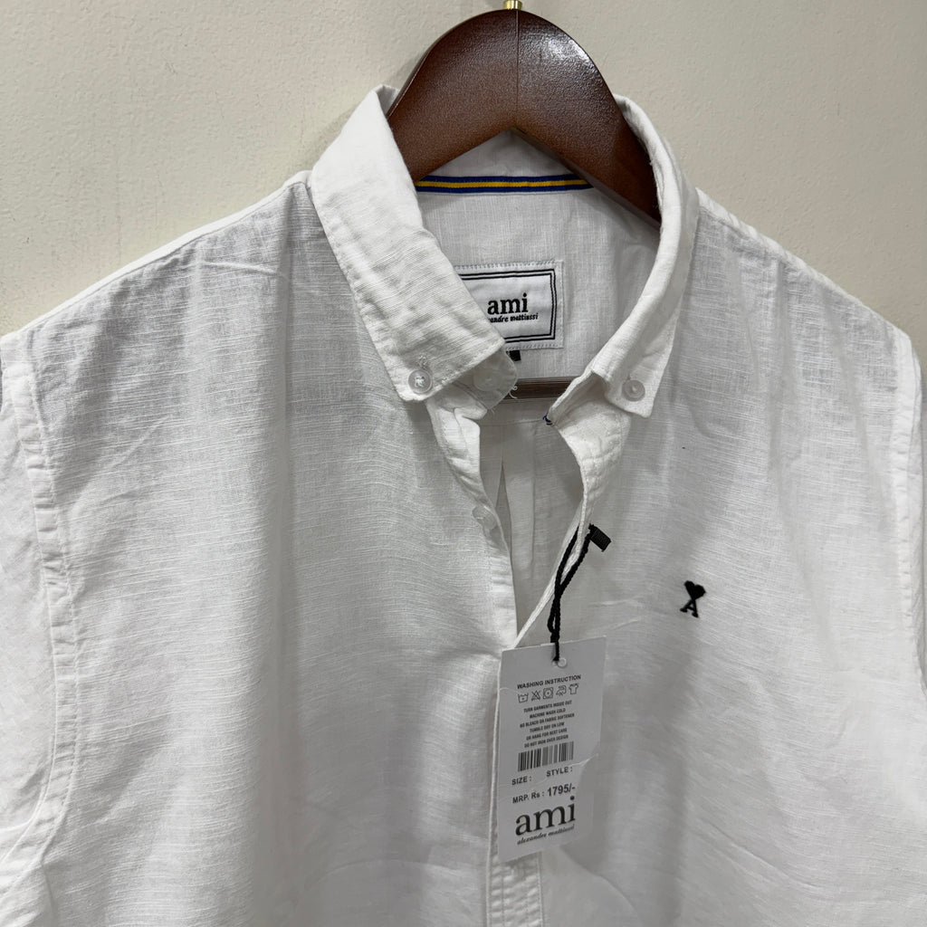 Ami white solid shirt