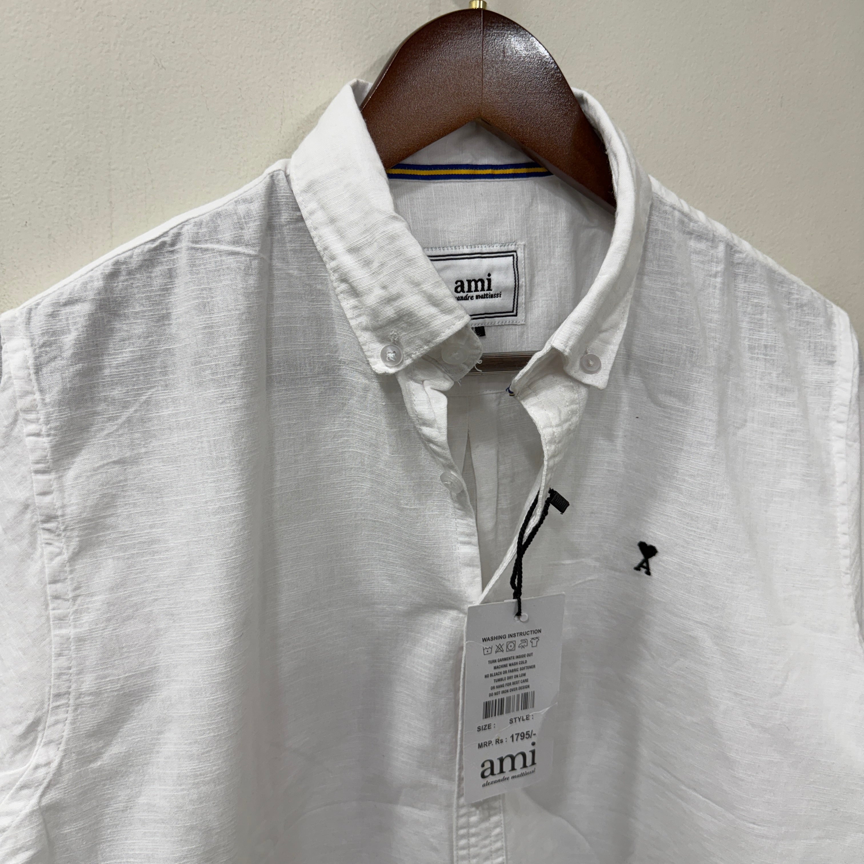 Ami white solid shirt