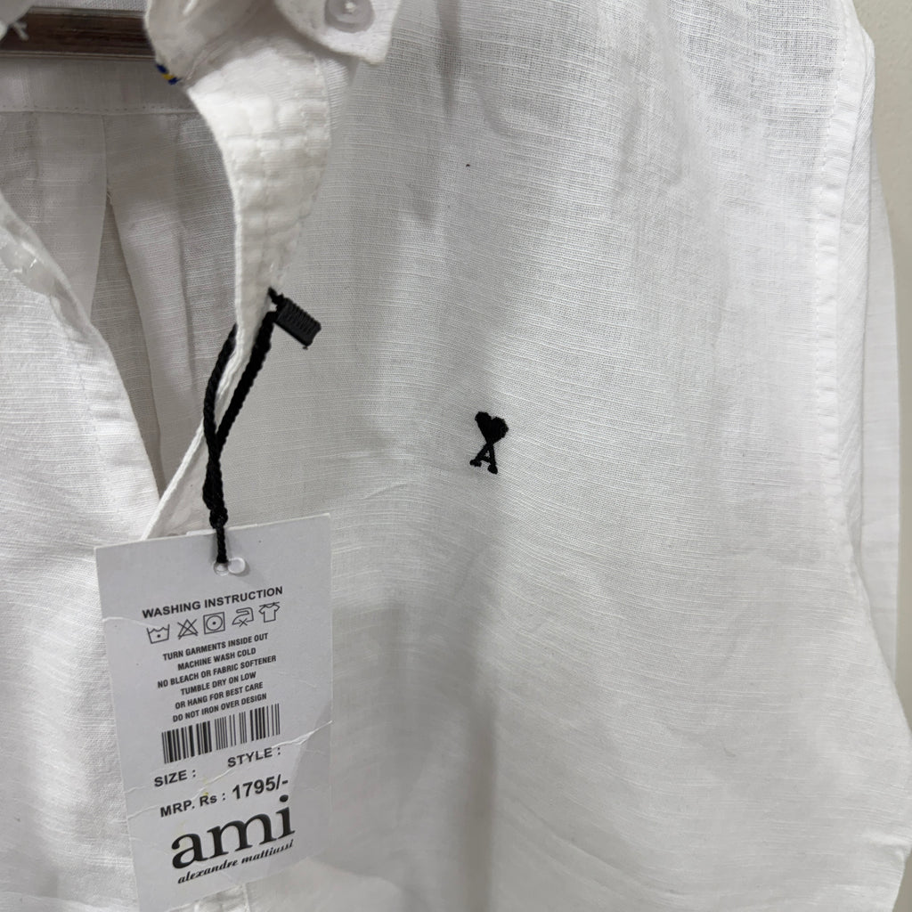 Ami white solid shirt