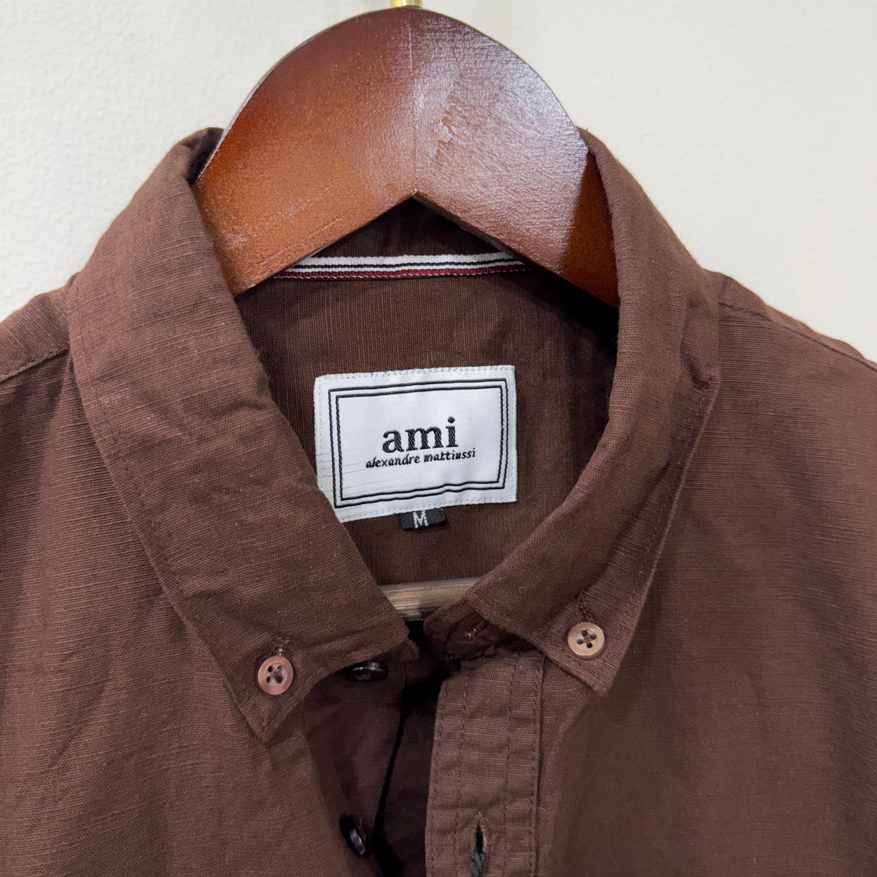 Ami dark brown solid shirt