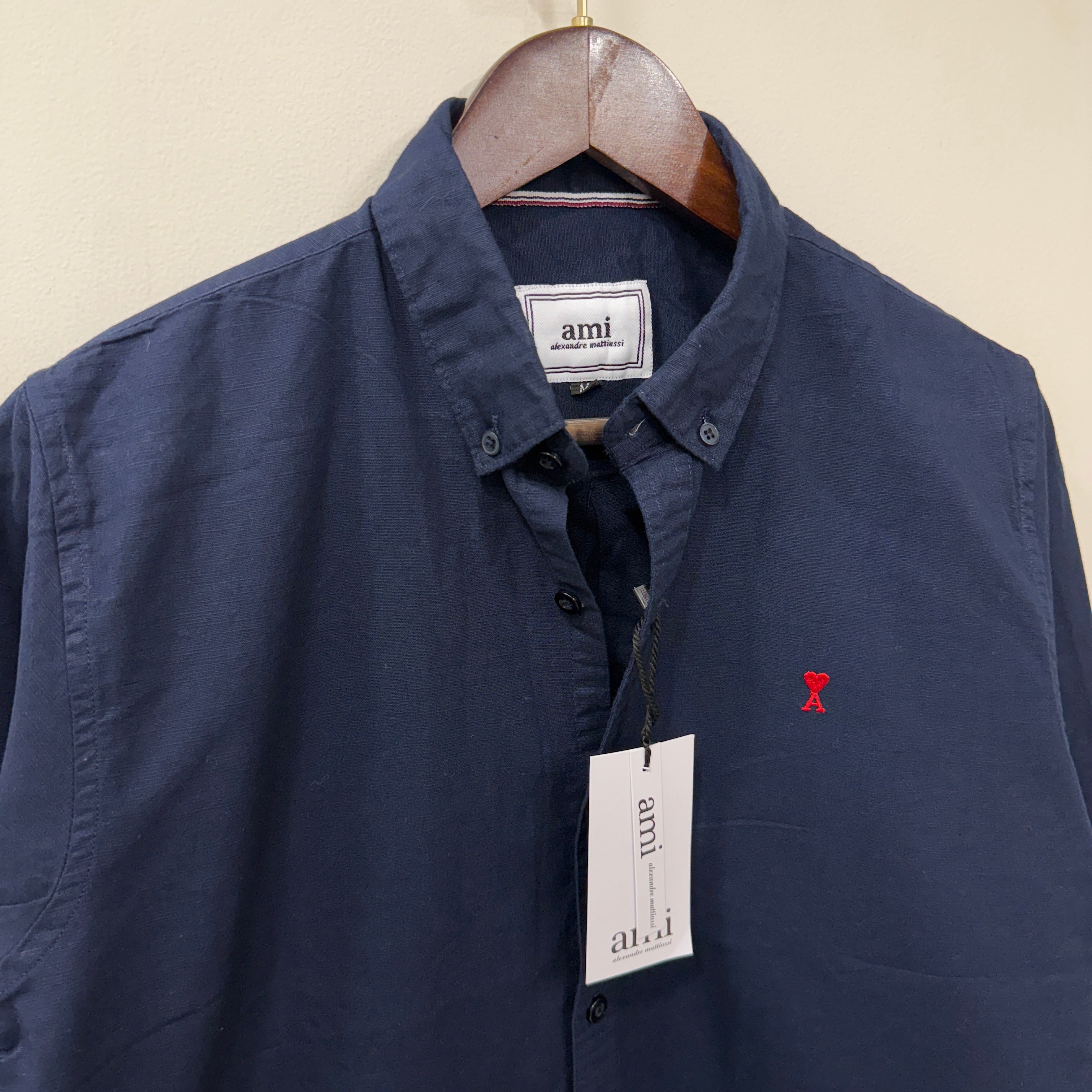 Ami  navy blue solid shirt