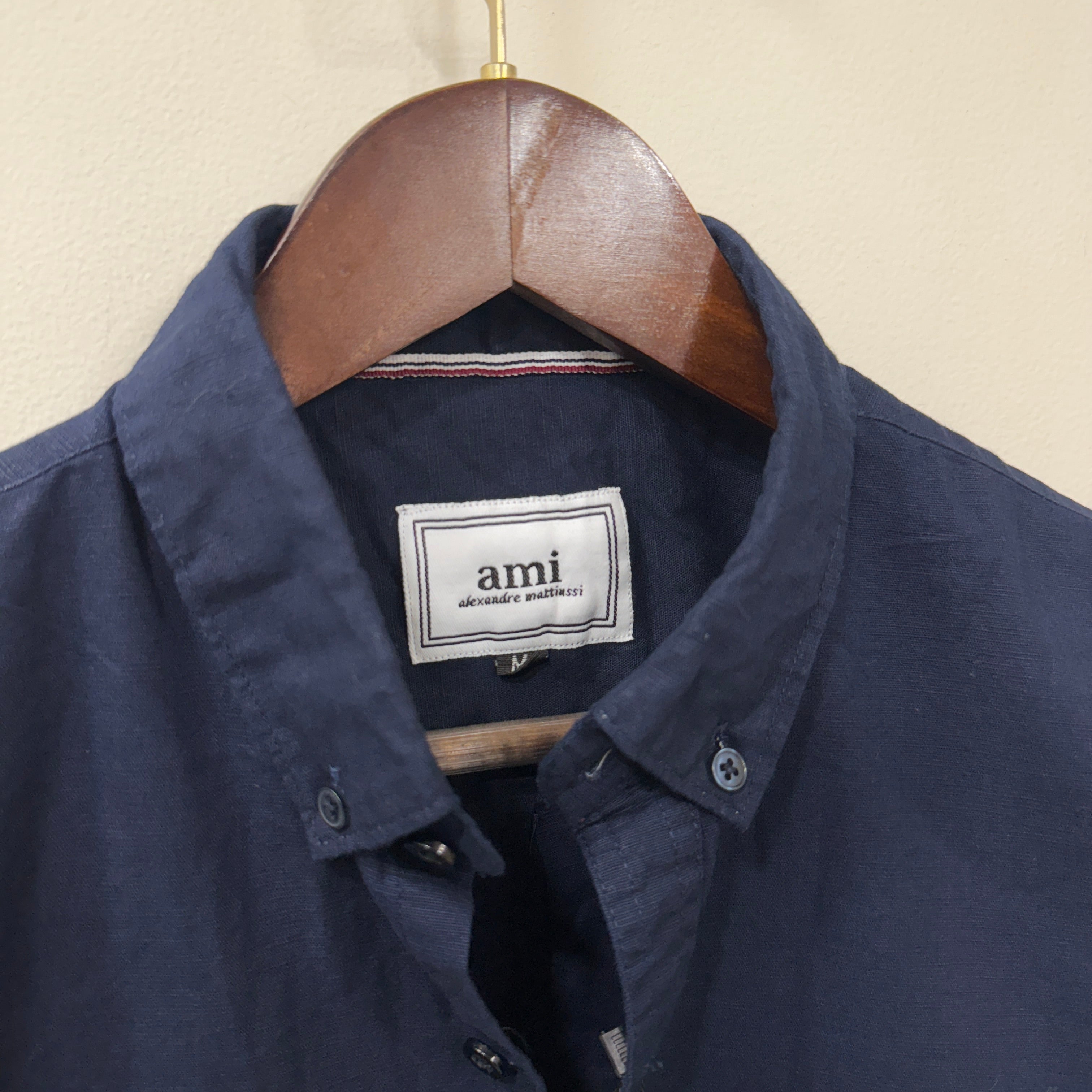 Ami  navy blue solid shirt