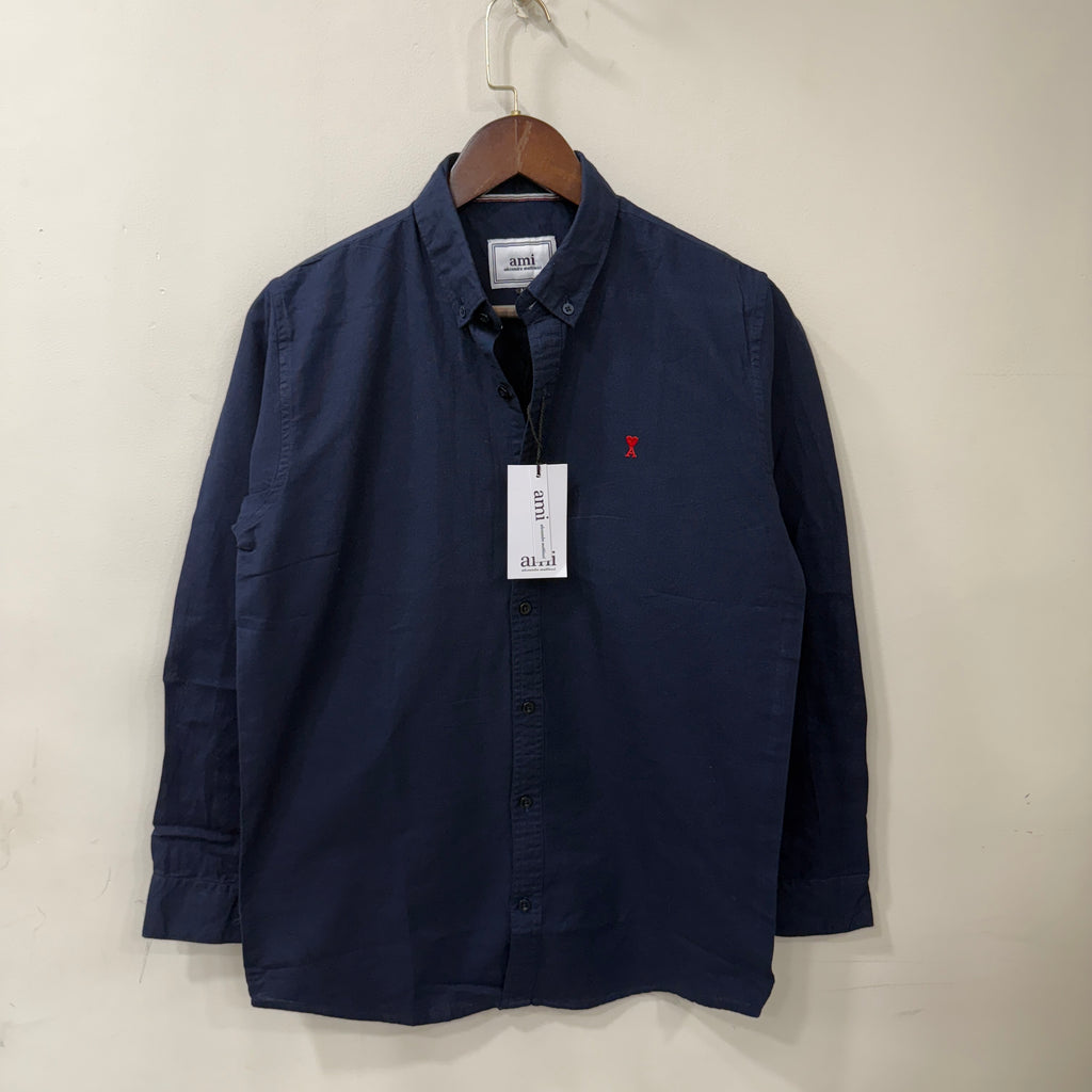 Ami  navy blue solid shirt